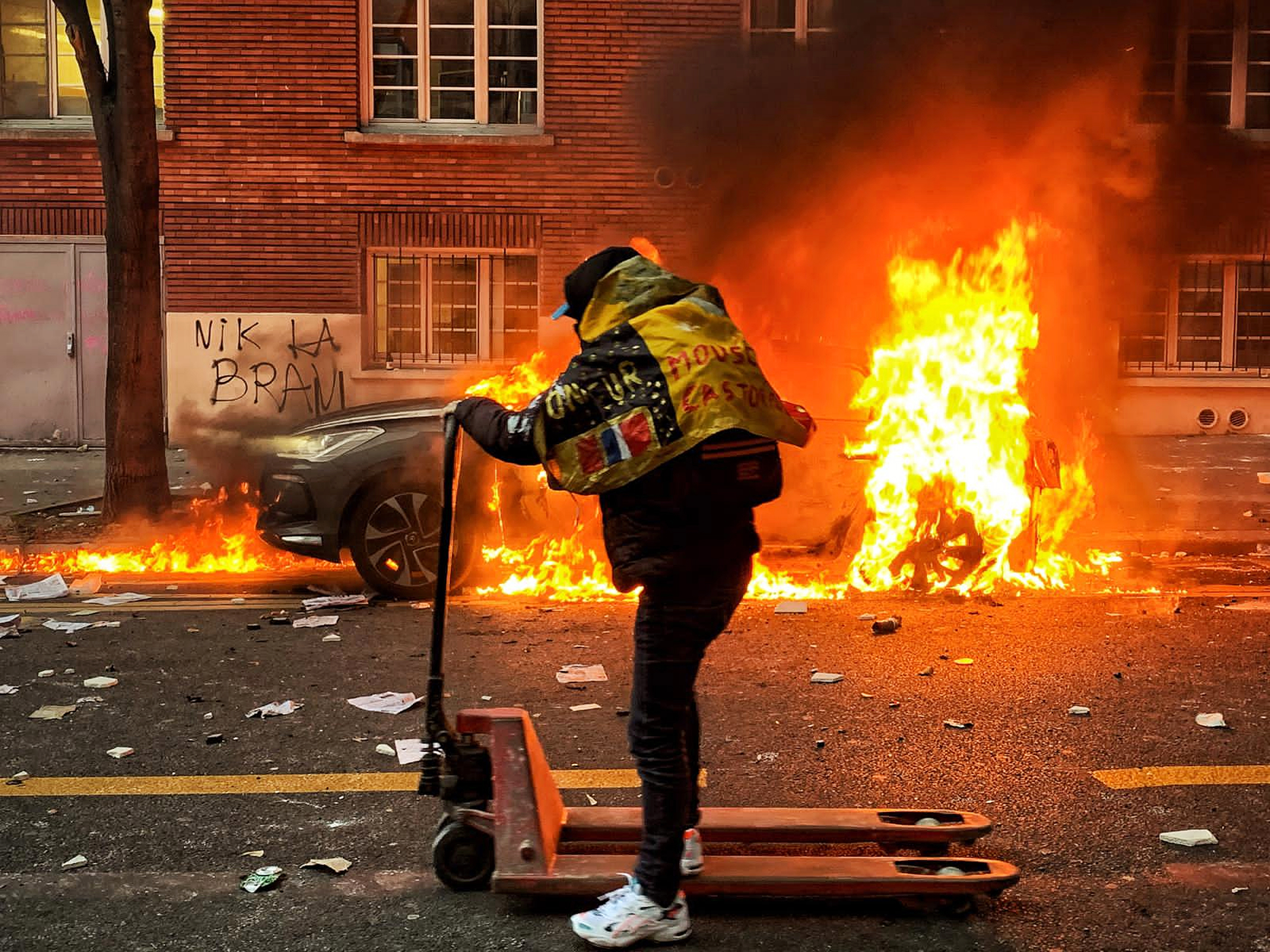 Protest against global security law in Paris