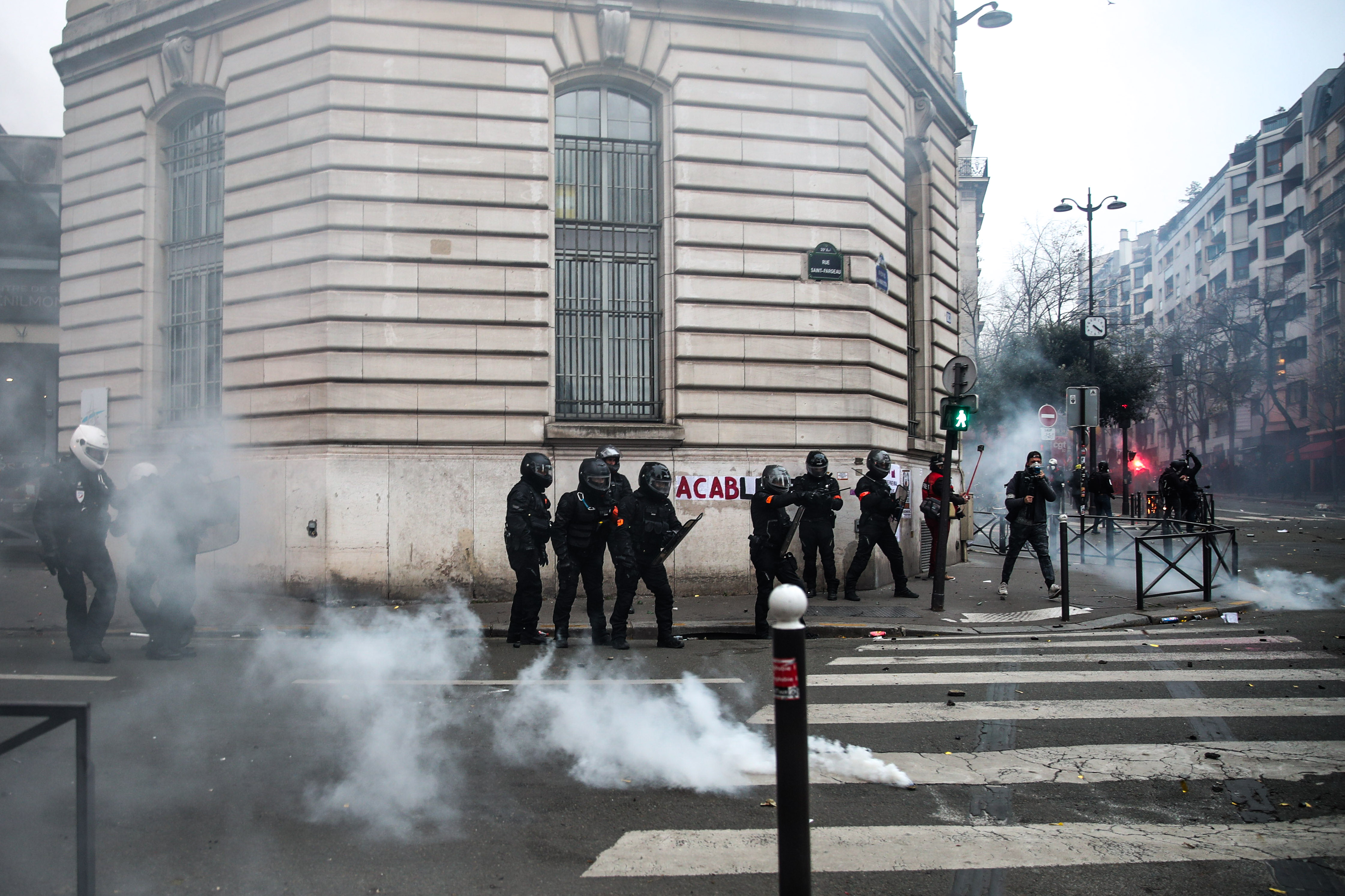 Protest against global security law in Paris