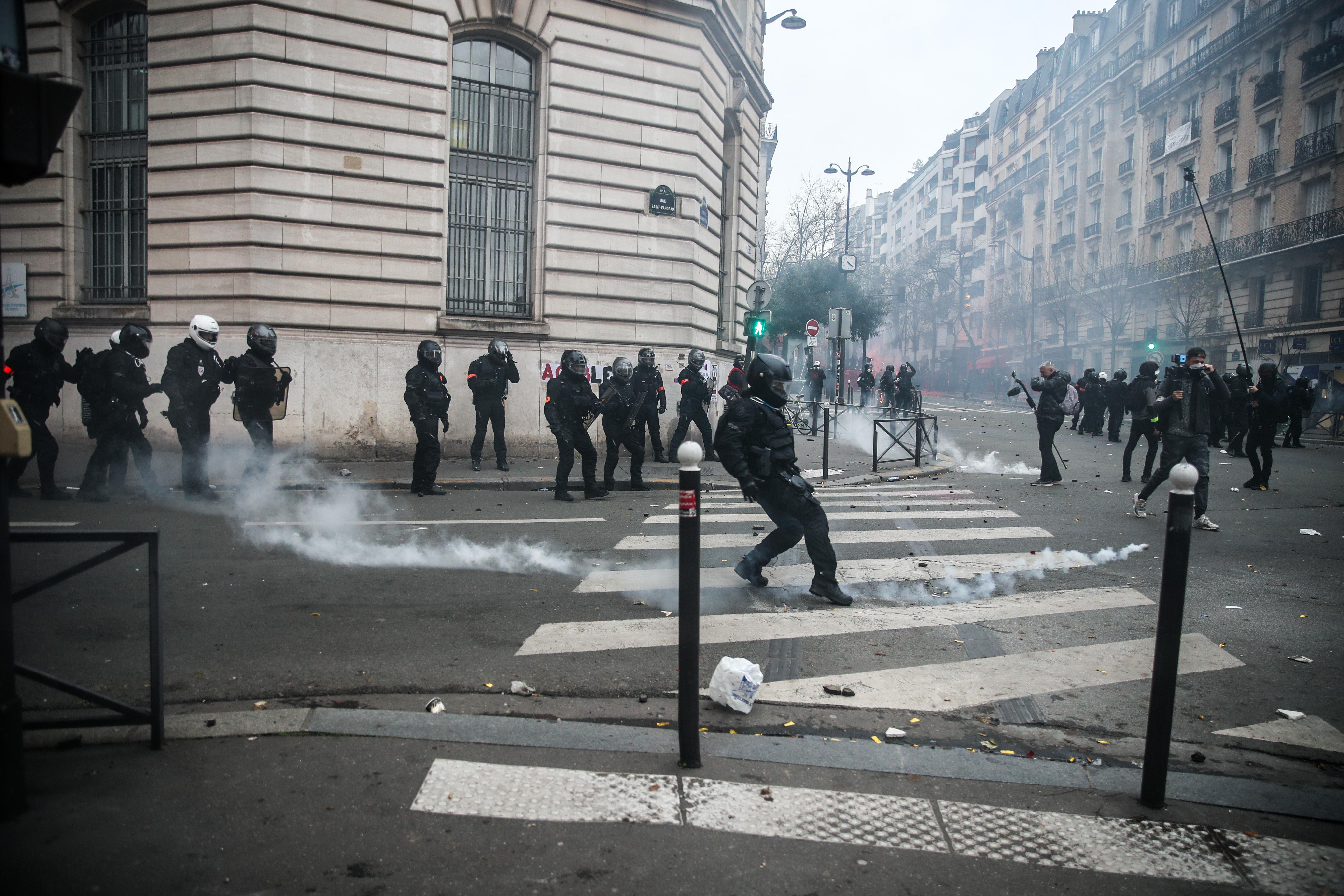 Protest against global security law in Paris