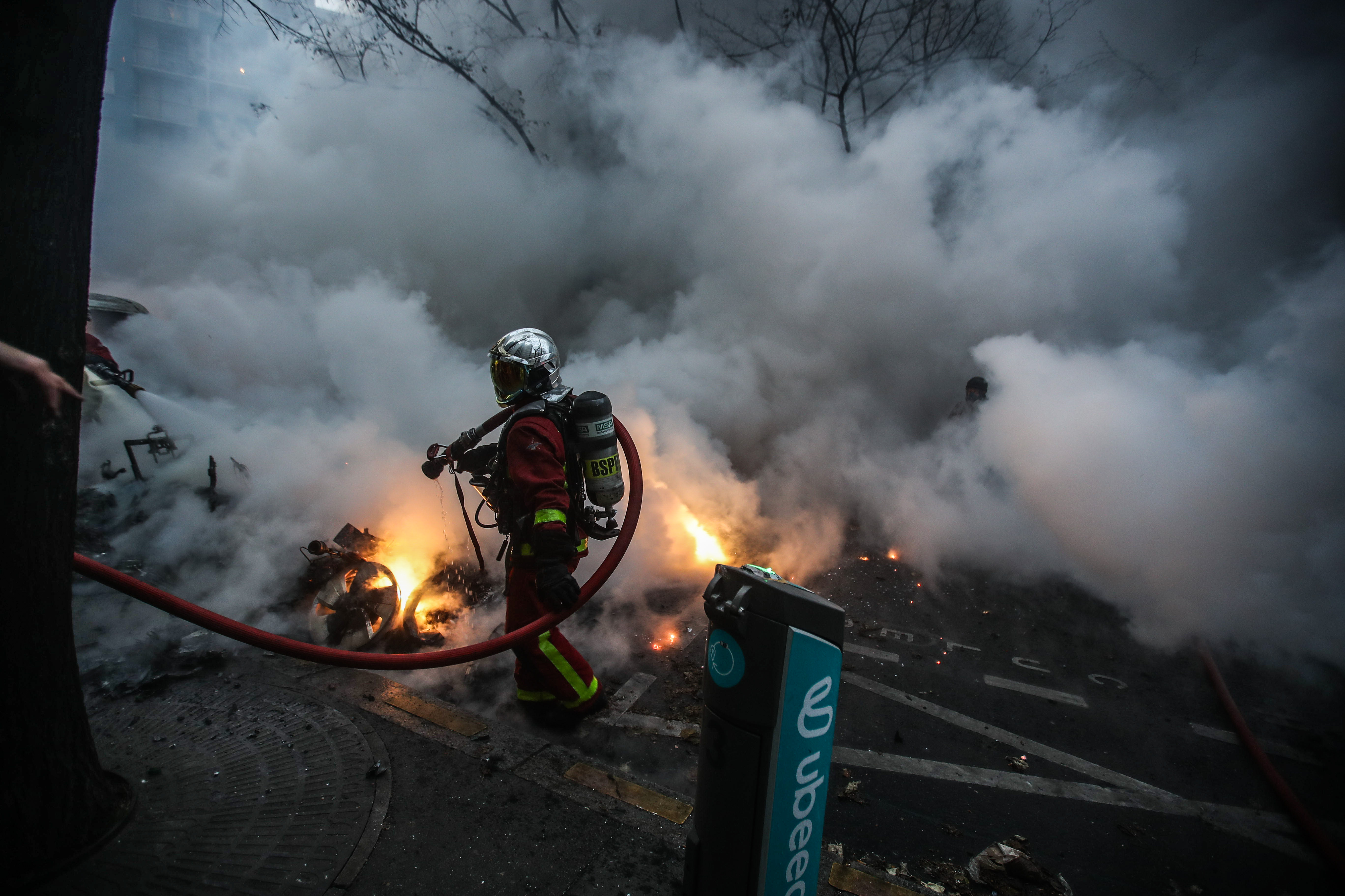 Protest against global security law in Paris