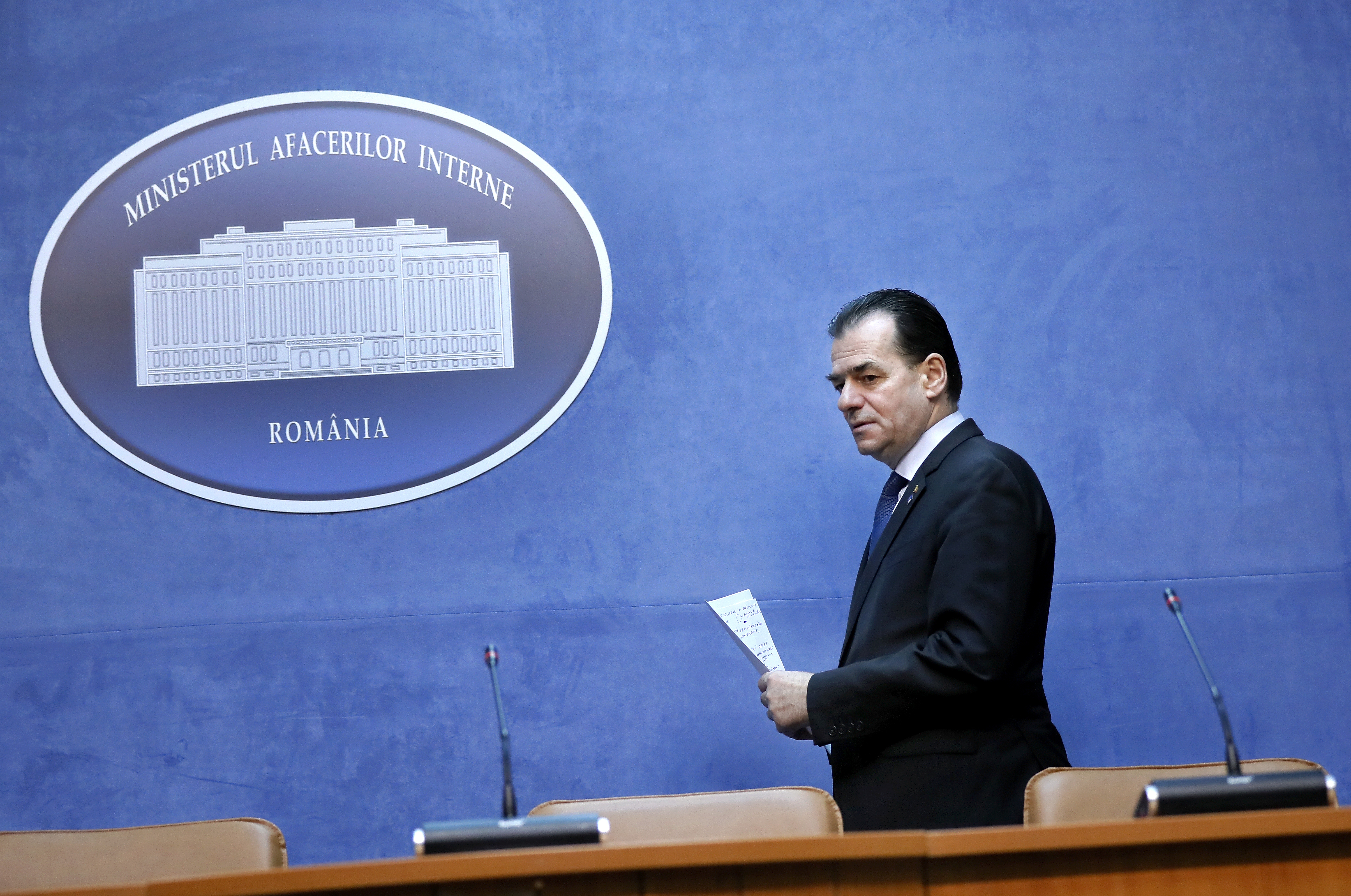 Romanian acting Prime Minister announcing that Romania suspends flights, buses and trains to Italy due to the COVID-19 situation