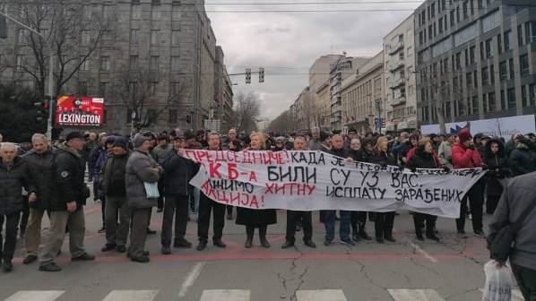 Protest PKB radnika, Foto: Printscreen N1