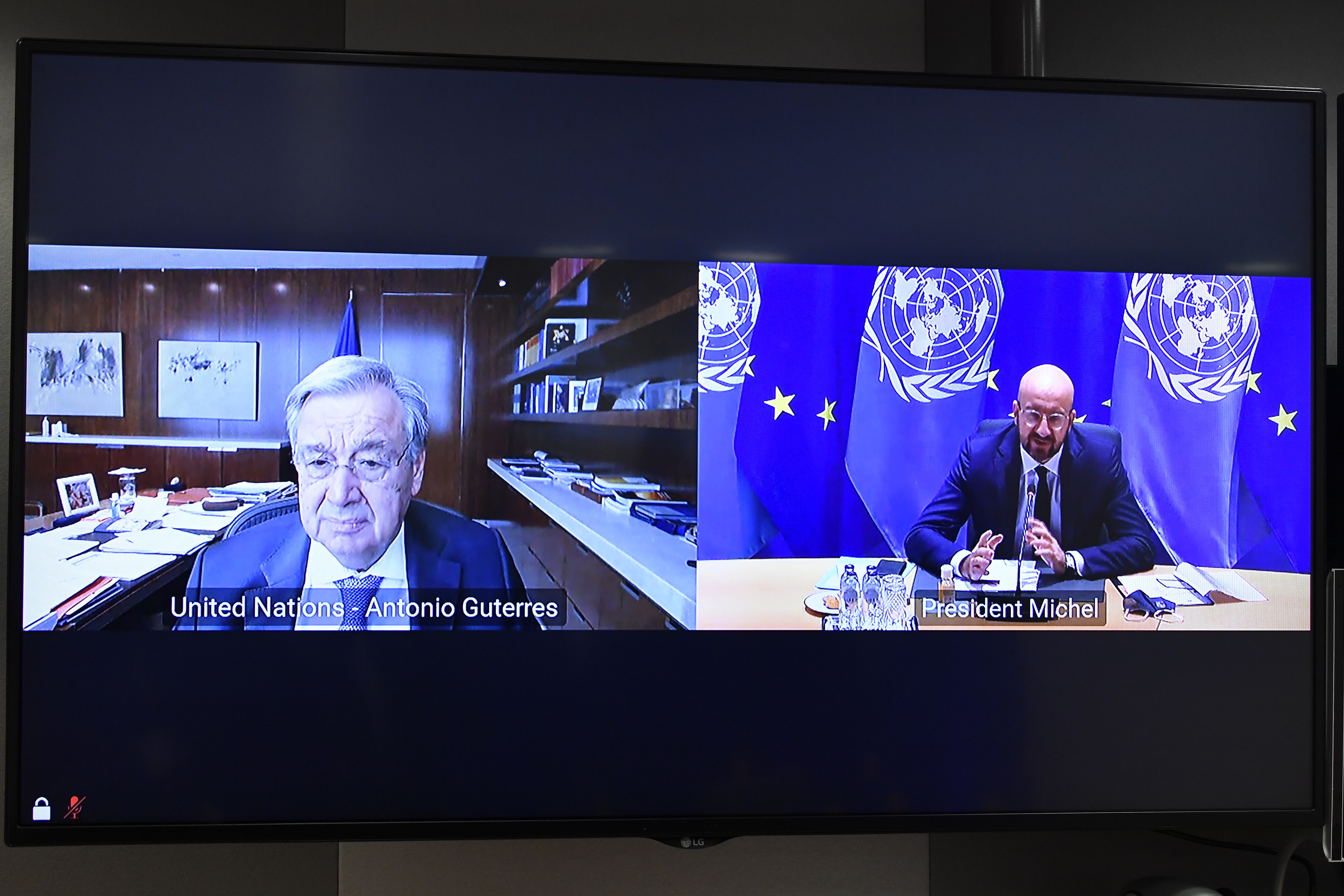 European Council President video meeting with UN Secretary General