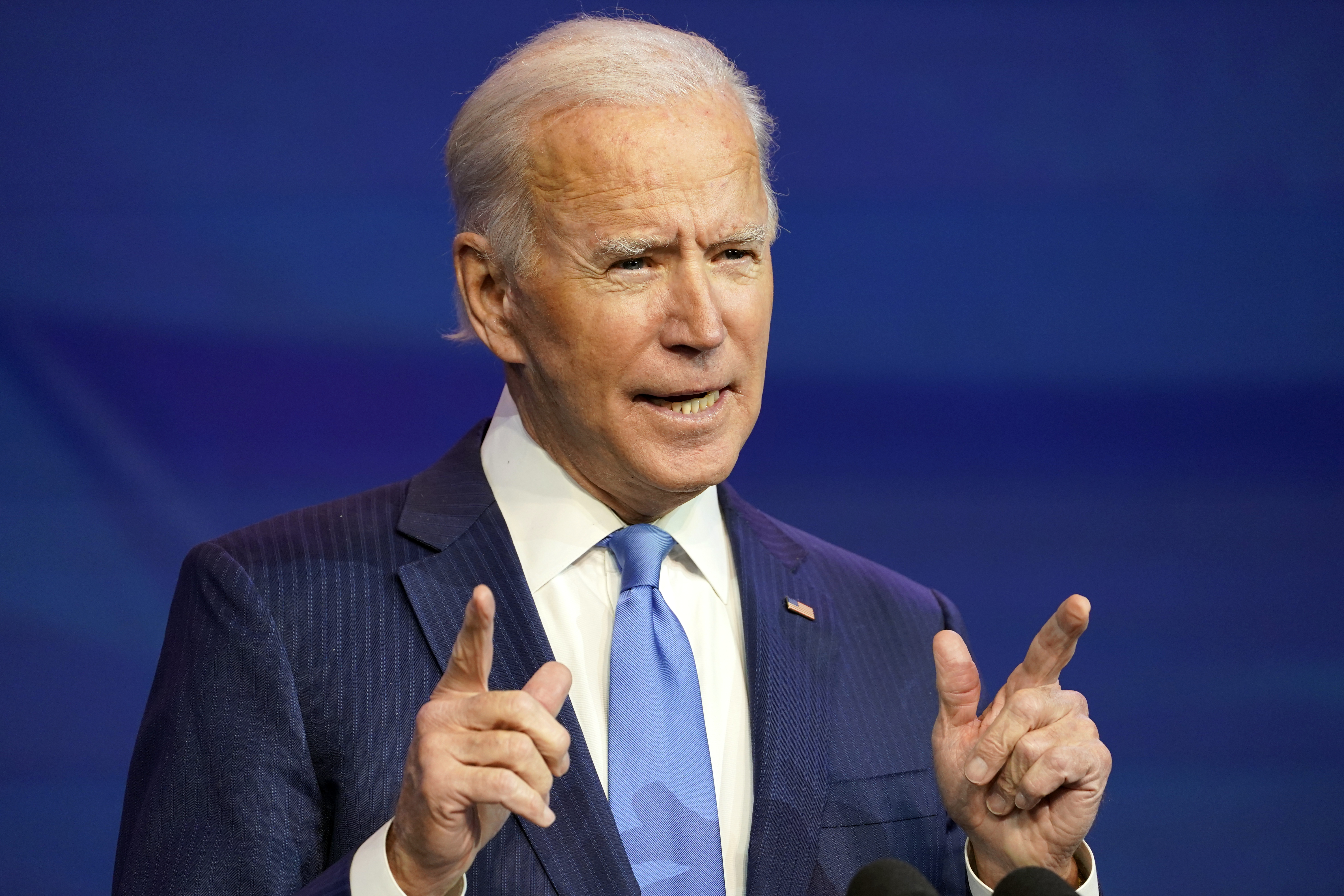 President-elect Joe Biden speaks during an event at The Queen theater in Wilmington, Del., Friday, Dec. 11, 2020. (AP Photo/Susan Walsh)