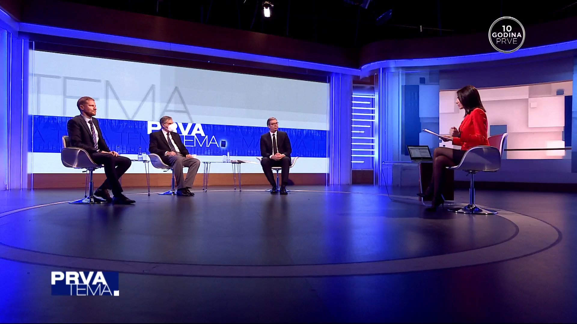 Milan Antonijević, Ivo Visković, Aleksandar Vučić, emisija Prva tema Foto: Printscreen/TV PRVA