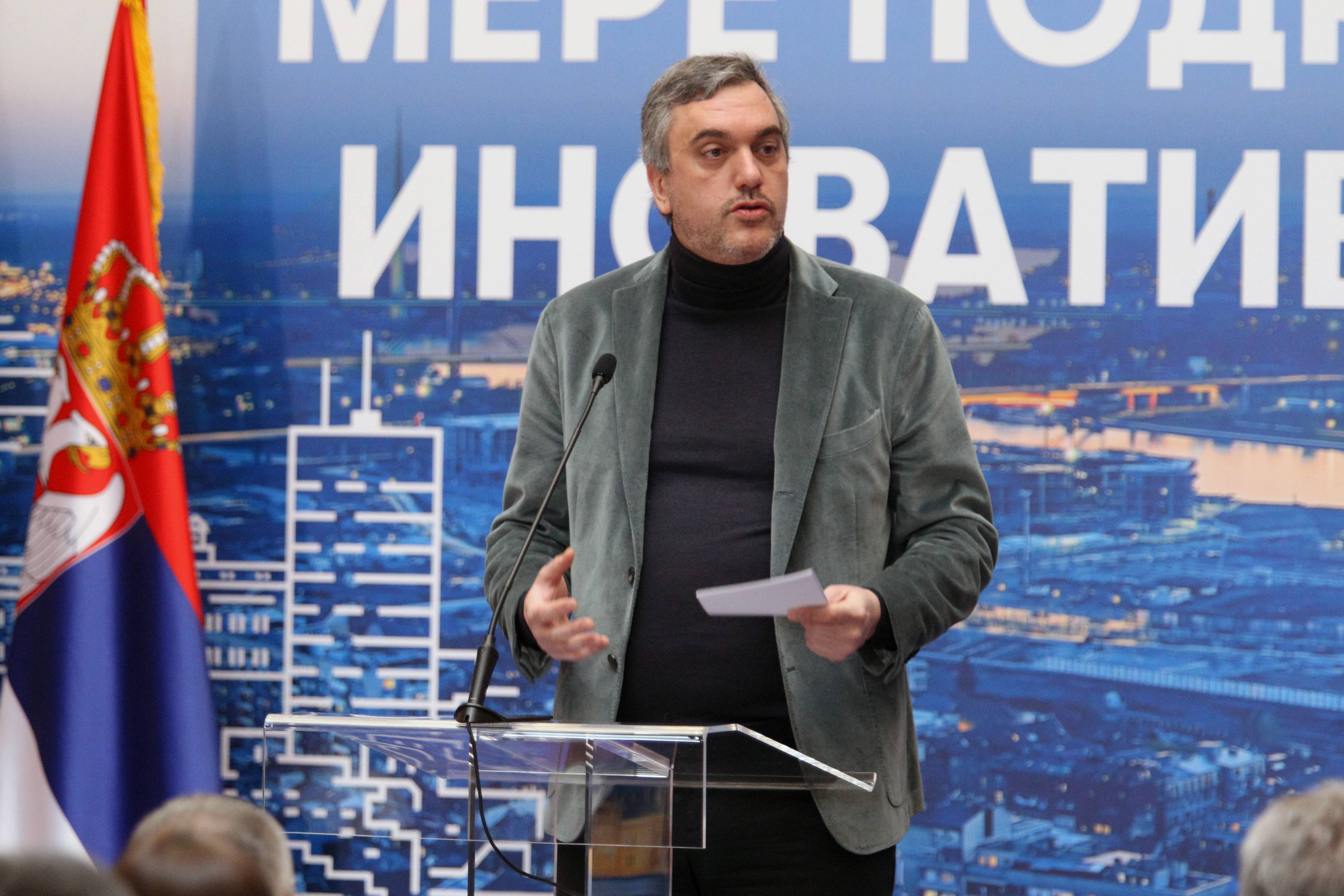 Beograd, 28.02.2020. - Predsednik Privredne komore Srbije Marko Cadez govori na sastanku s predstavnicima privrede na temu "Mere podrske razvoju inovativne privrede", danas u u Palati Srbija u Beogradu. (BETAPHOTO/MILAN OBRADOVIC/DS)