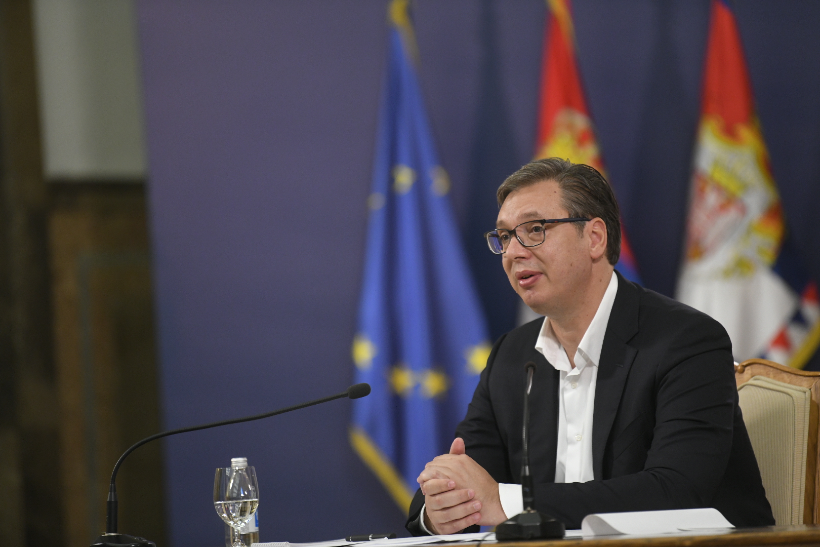 Beograd 08.07.2020. Aleksandar Vučić konferencija za medije, za stampu, za novinare, posle protesta i upada u skupstinu Srbije. Foto: Nemanja Jovanović/Nova.rs