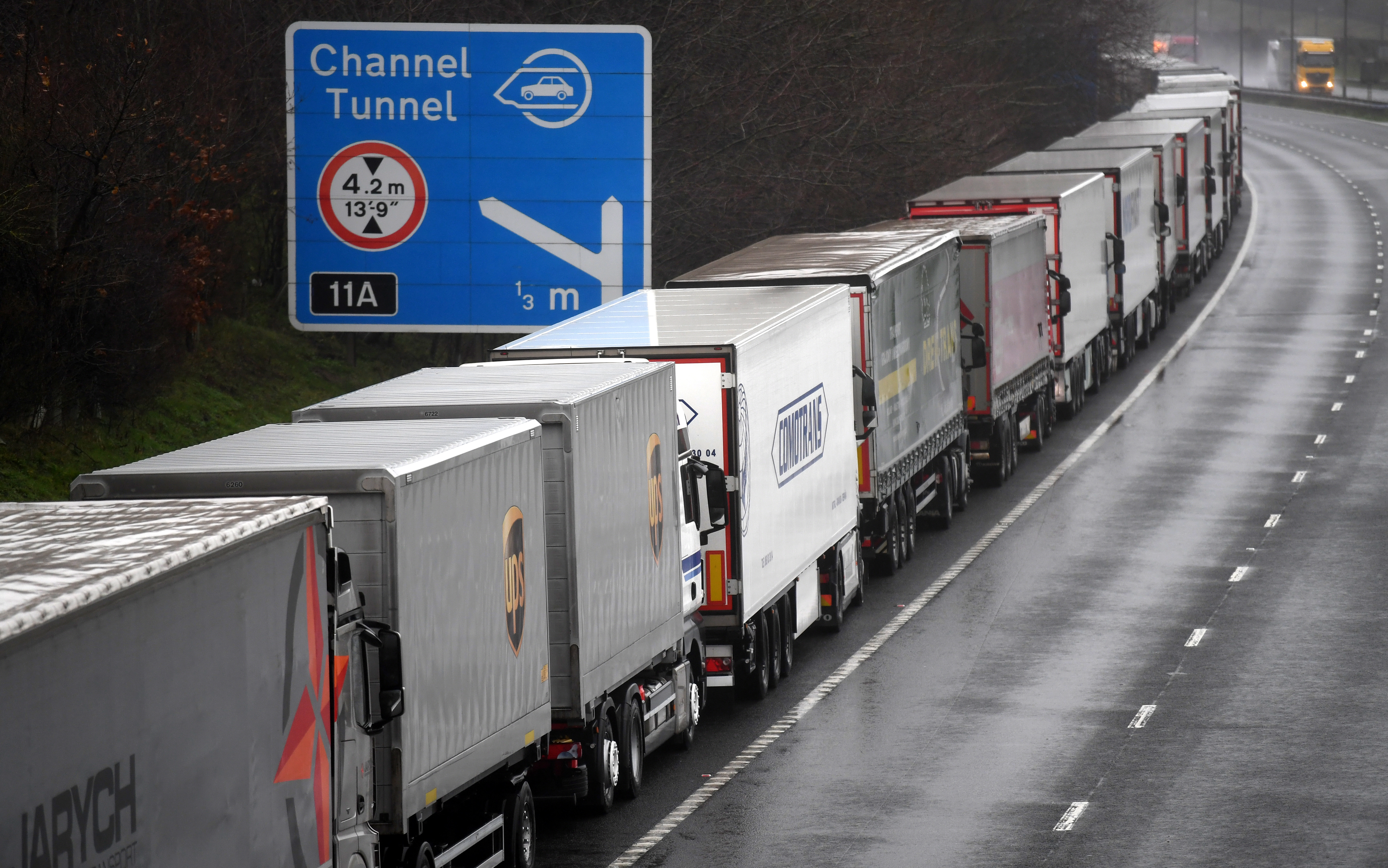 Truck jam after closed borders in Britain