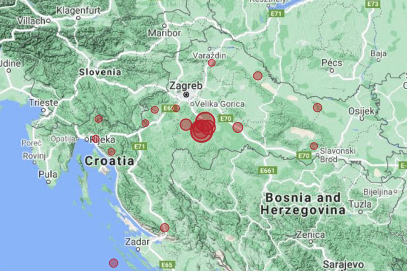 Zagreb mapa hrvatska zemljotres