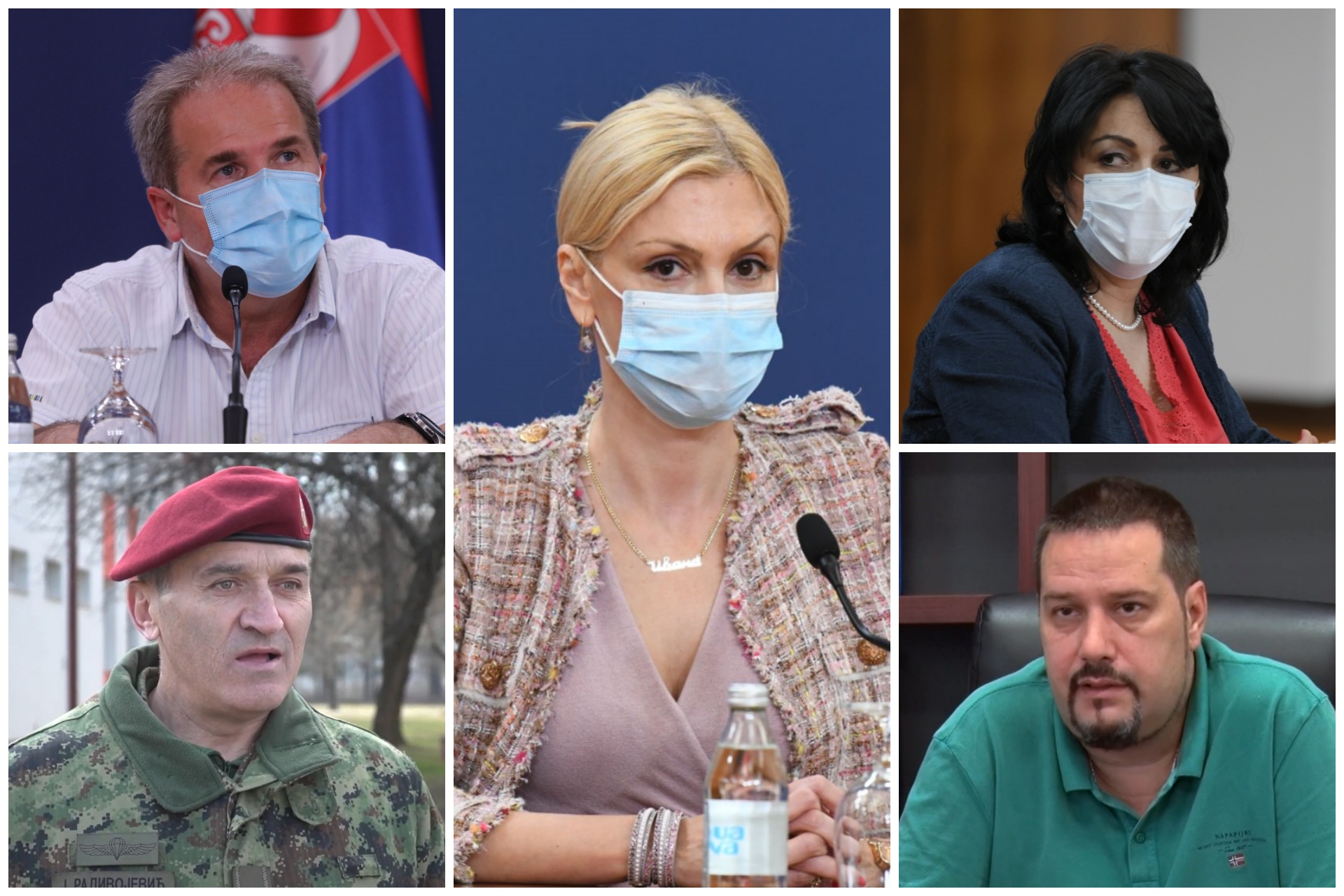 Dragoš Stojanović,  Jelesije Radivojević - brigadni general,  Ivana Milošević - zamenica direktora Klinike za infektivne i tropske bolesti,  Marija Zdravković - direktorka KBC “Bežanijska kosa”, Radmilo Janković