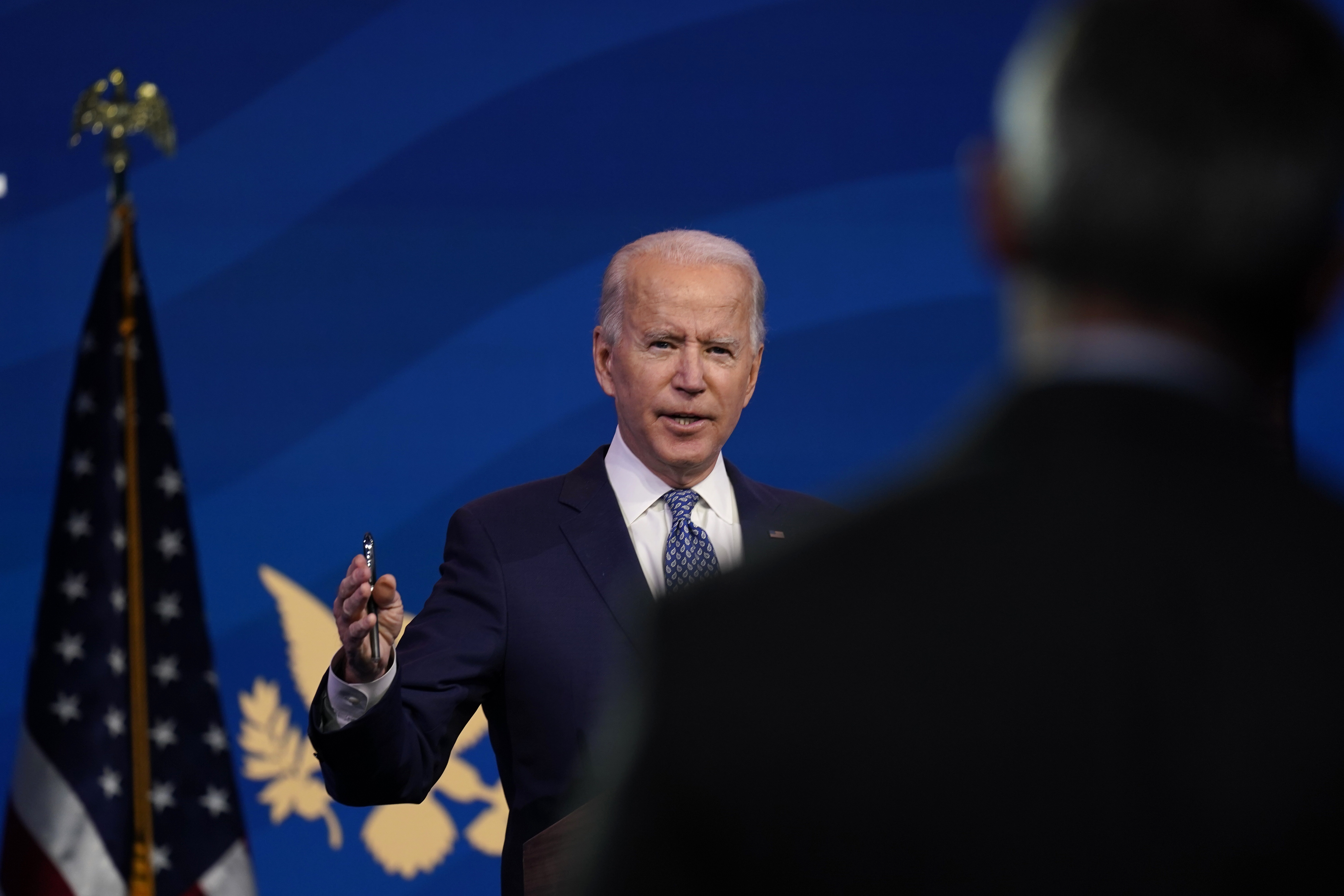President-elect Joe Biden speaks at The Queen Theater in Wilmington, Del., Tuesday, Dec 22, 2020. (AP Photo/Carolyn Kaster)