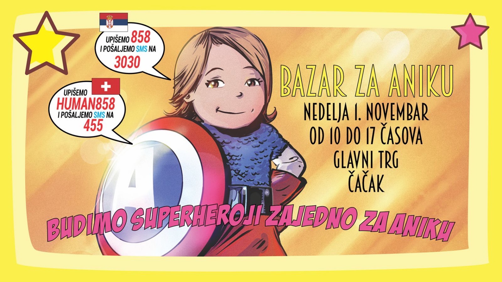 Najava za bazar za Aniku u Cacku