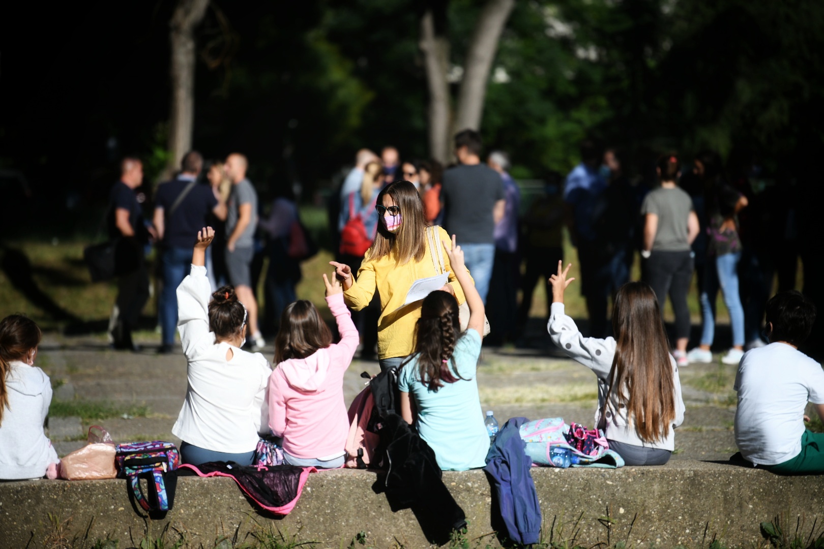 Beograd 02. septembar 2020. Osnovna skola Djuro Strugar, pocetak skolske godine, deca, djaci, ucenici, zastitna maska, mere zastite Foto:Vesna Lalić/Nova.rs