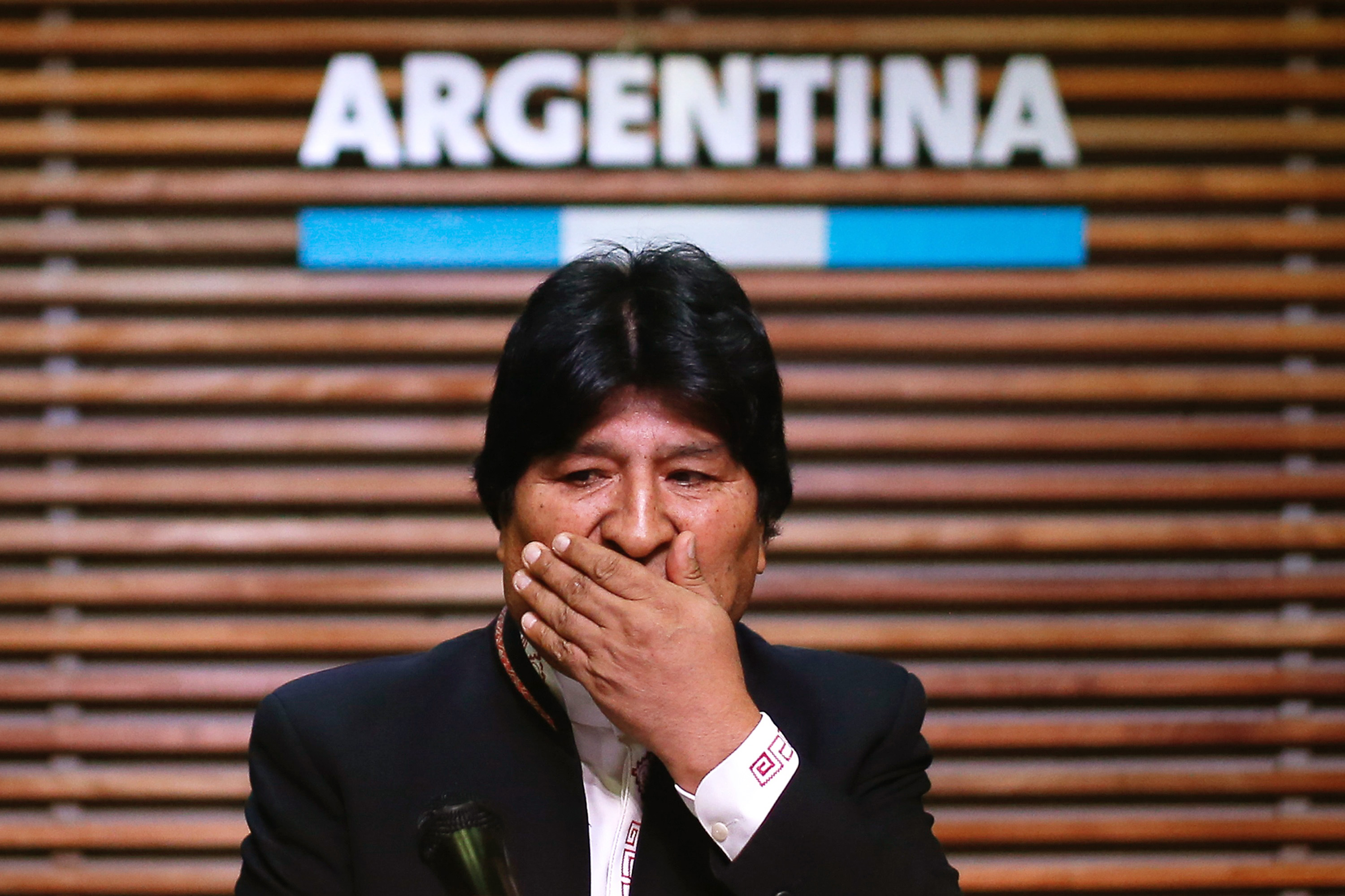 Evo Morales speaks during press conference in Buenos Aires
