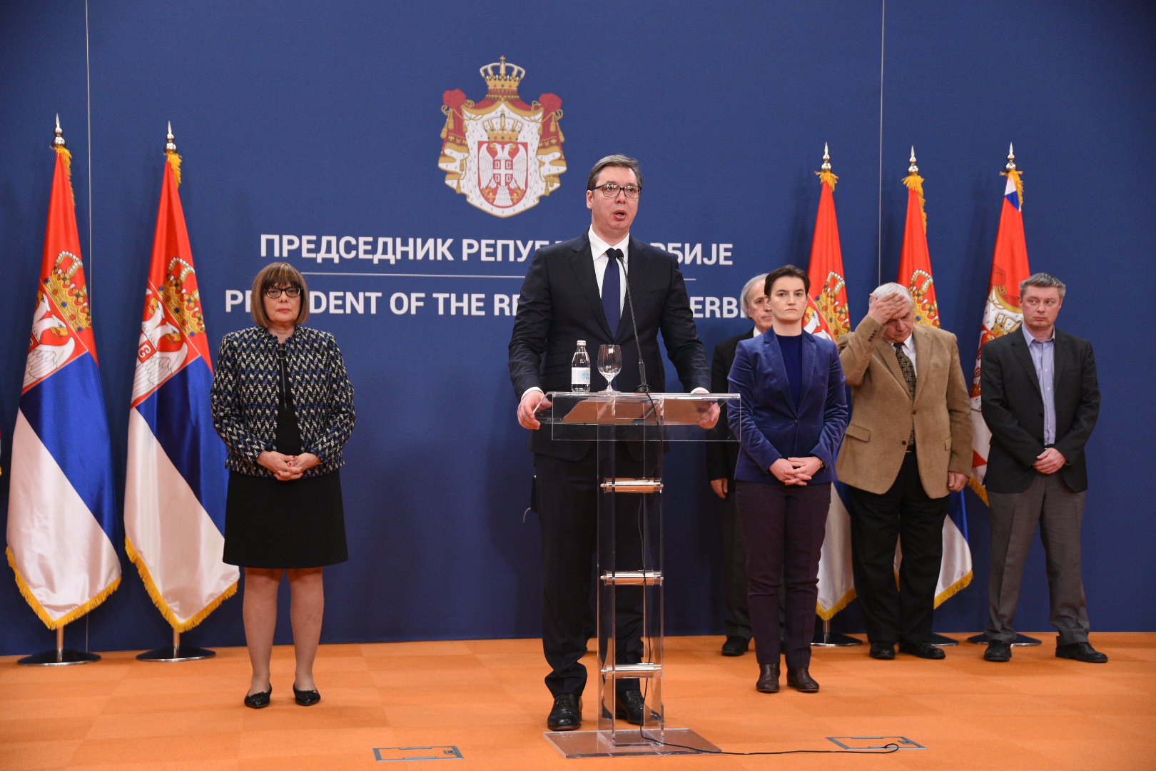 Beograd 15.03.2020. Maja Gojković, Aleksandar Vučić, Ana Brnabić. Krizni štab, proglašenje vanrednog stanja, vanredno stanje Foto: Dragan Mujan/Nova.rs