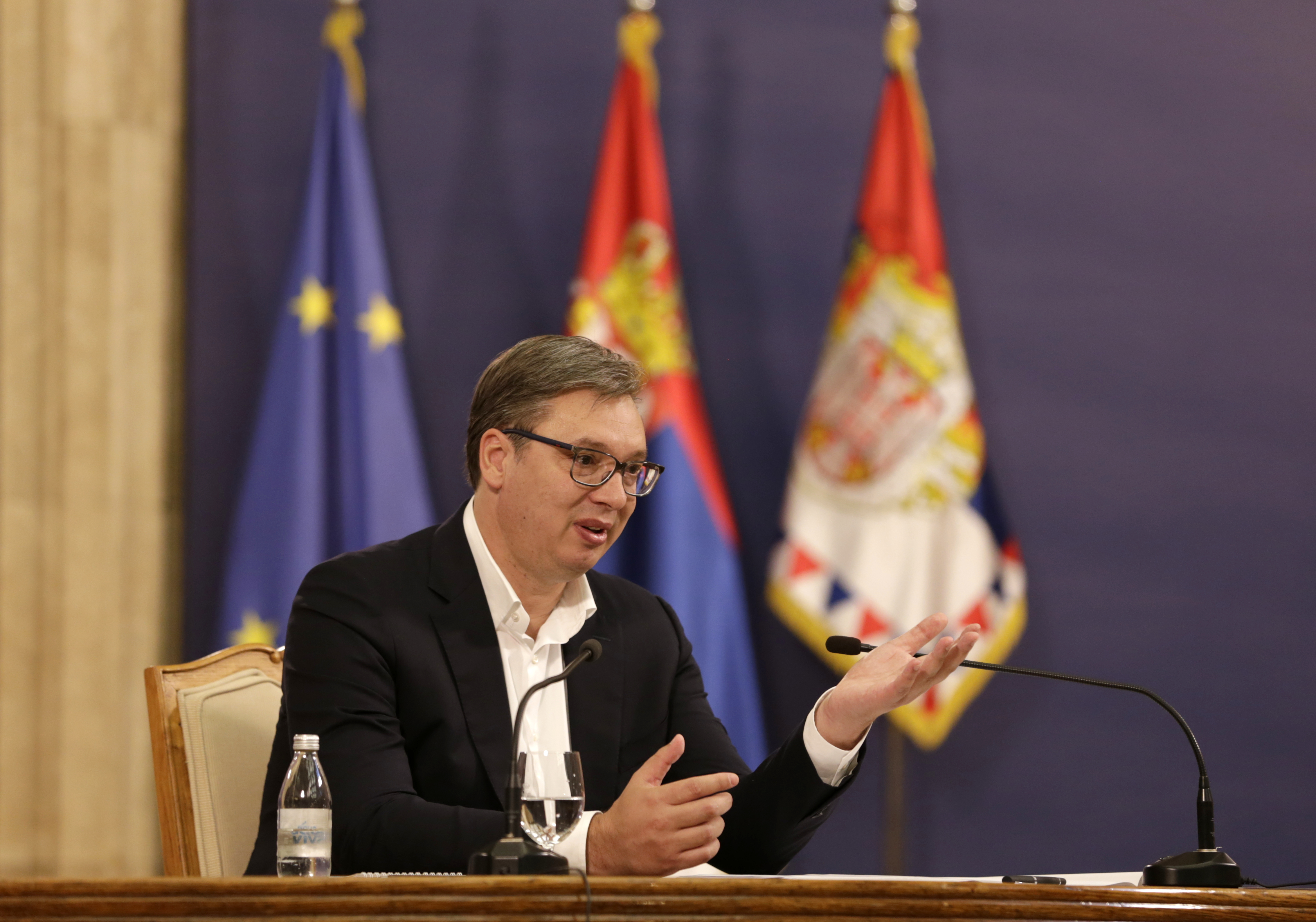 Serbian President Aleksandar Vucic addresses the nation after riots in Belgrade