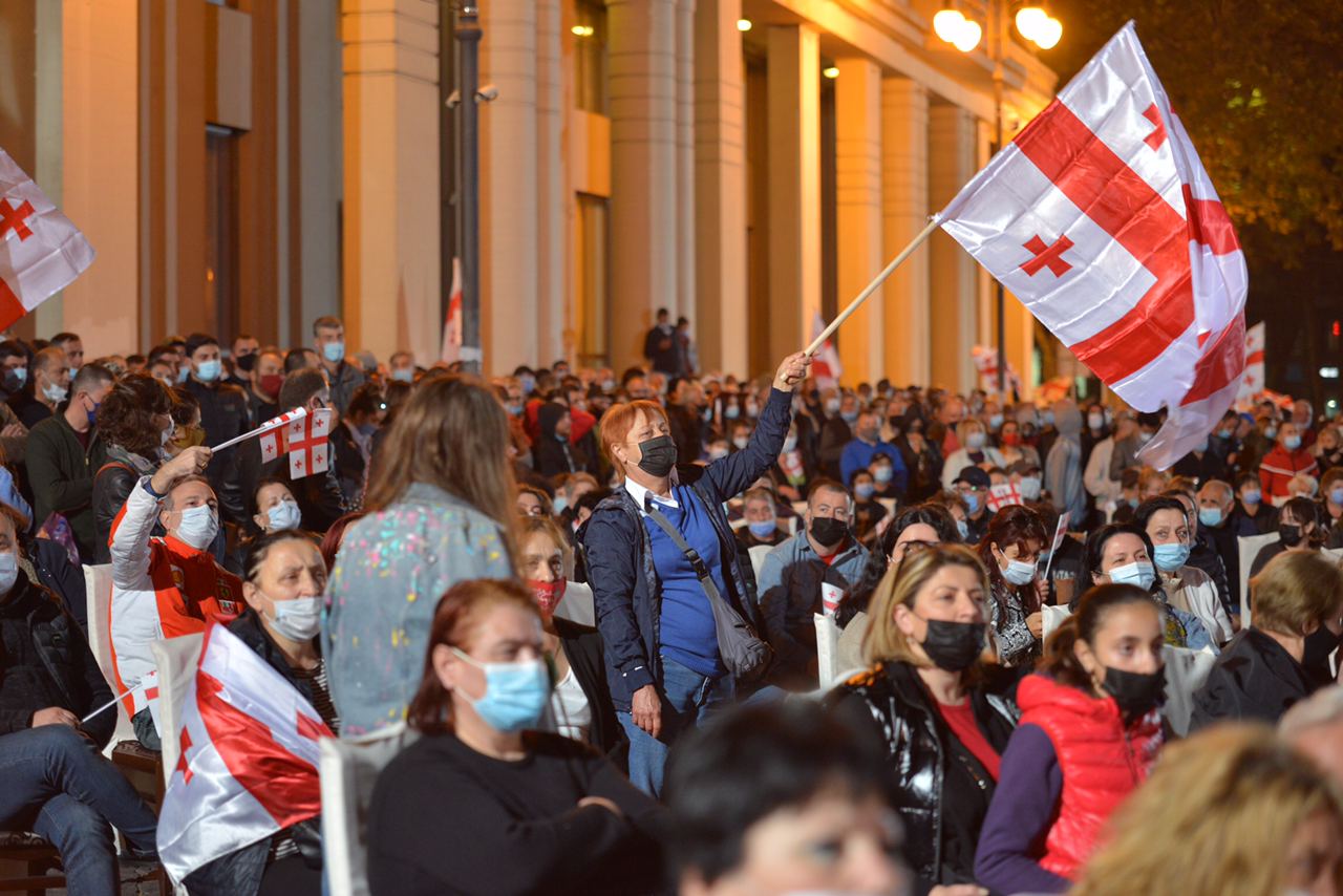 Tbilisi protest, Gruzija, Georgia Saakashvili Supporters Rally