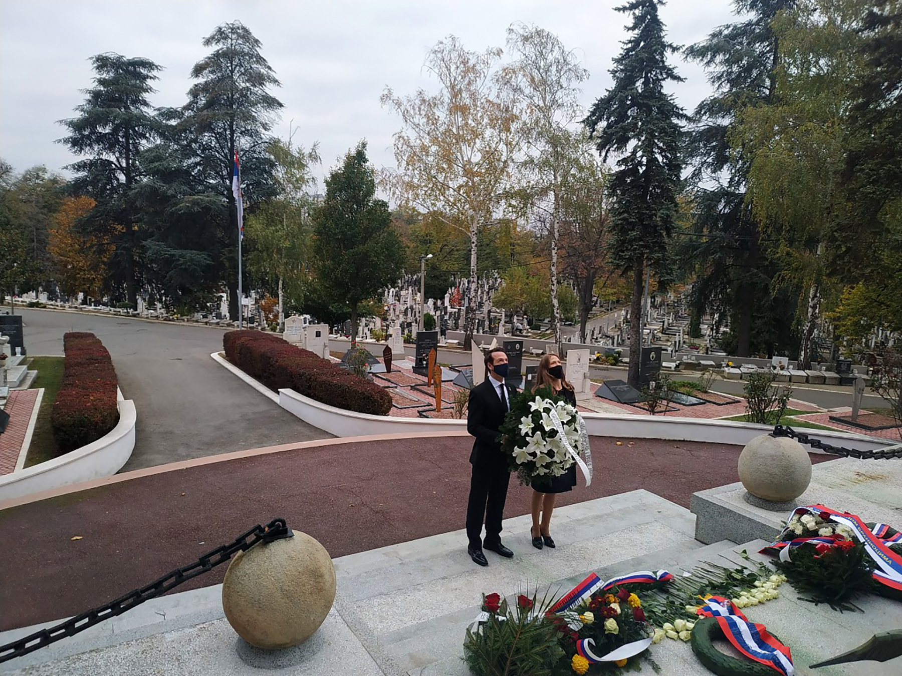 Princ Filip Karadjordjevic i princeza Danica Karadjordjevic polaganje venaca na Spomen kosturnicu branilaca Beograda u Prvom svetskom ratu