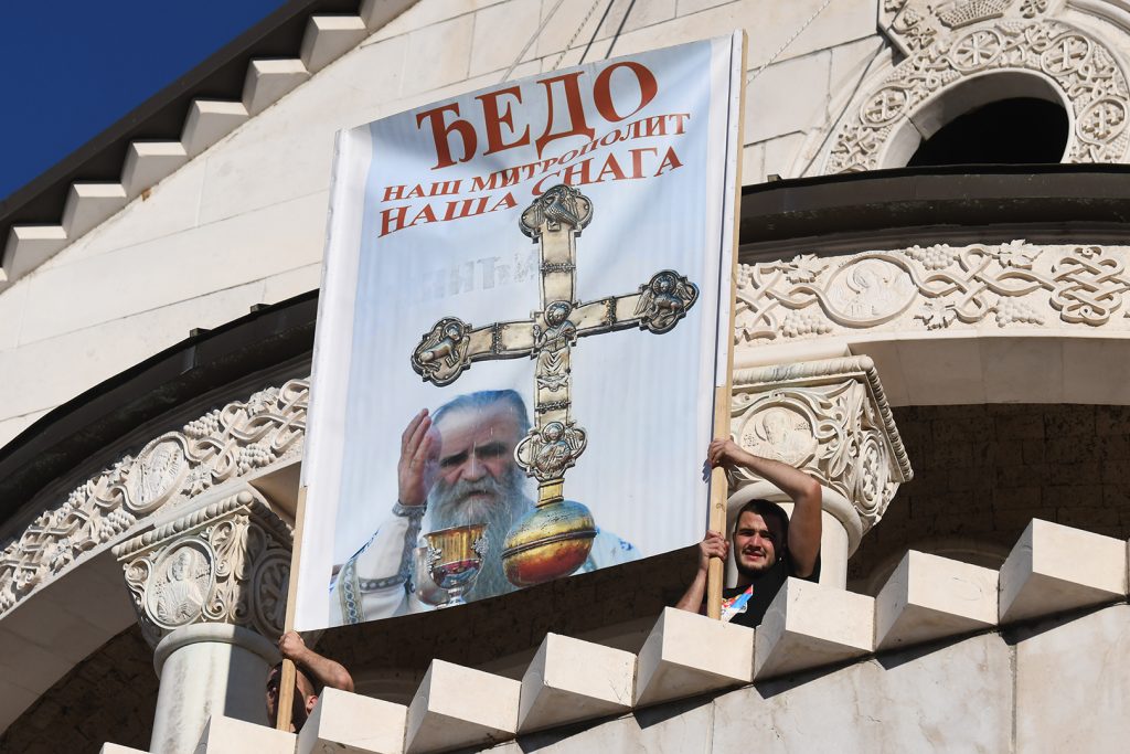 31.10.2020. Podgorica. Docek posmrtnih ostataka Amfilohije Radovic ispred Sabornog hrama, Saborni hram