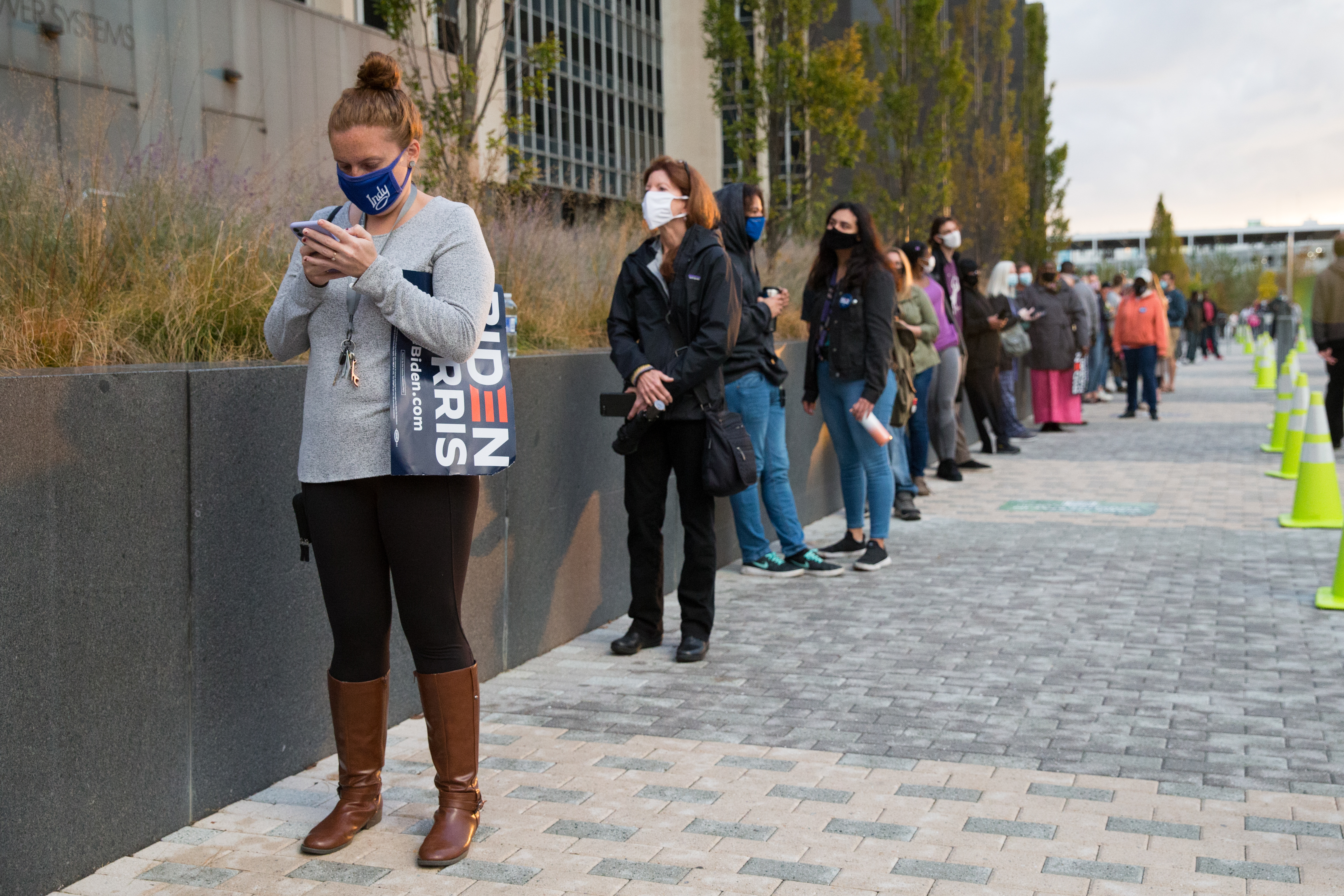People queue for voting