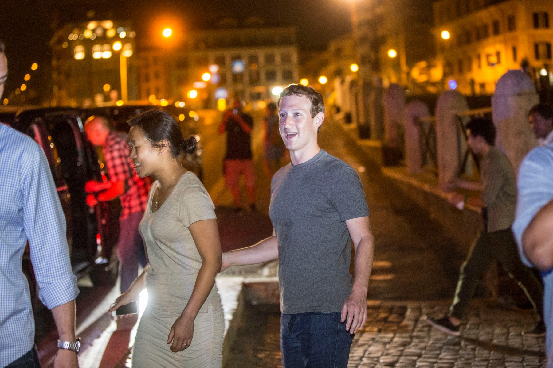 Rome, Mark Zuckerberg and his wife
