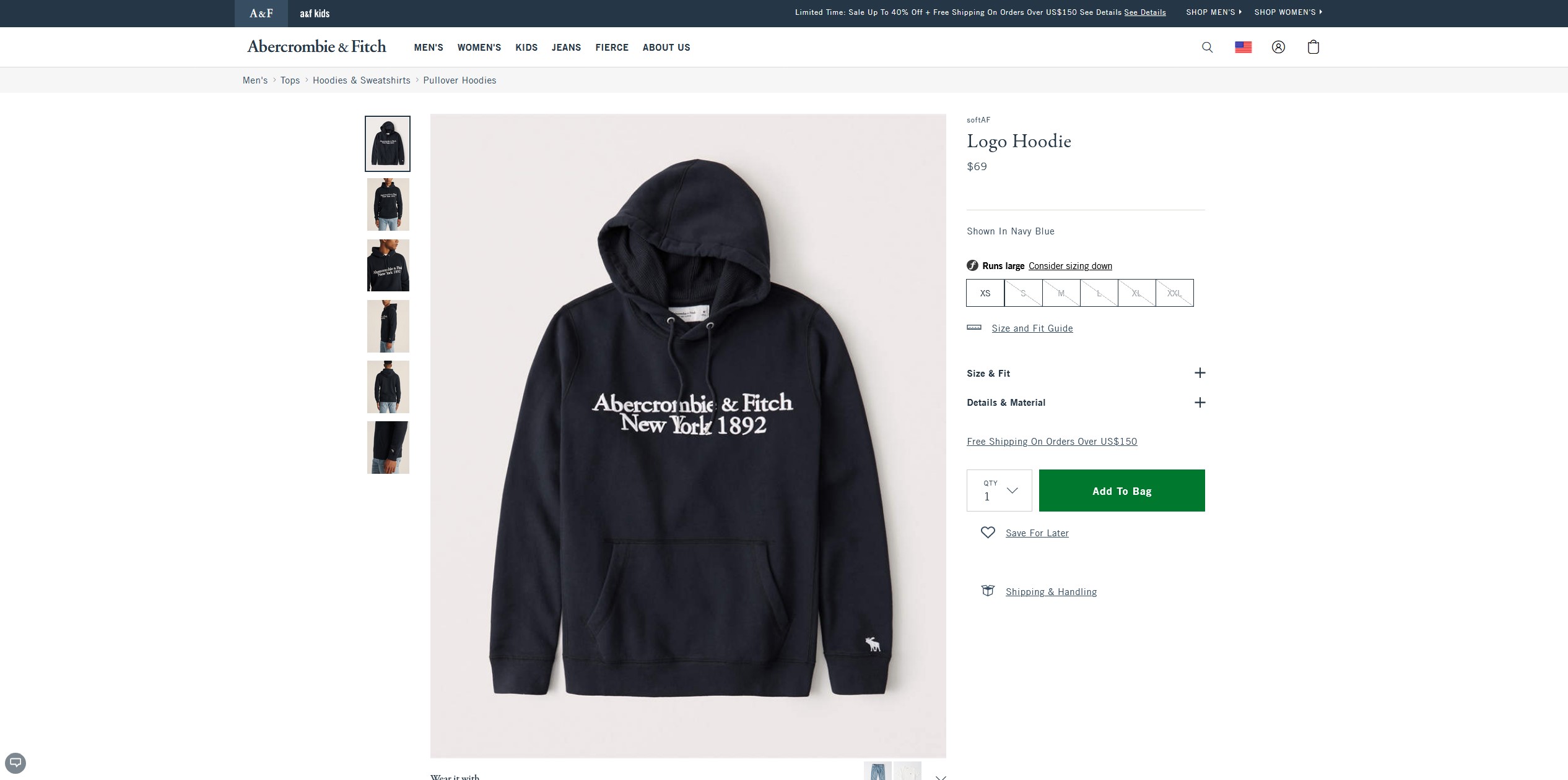 Aleksandar Vučić, trenerka, moda Foto: Pritnscreen/www.abercrombie.com