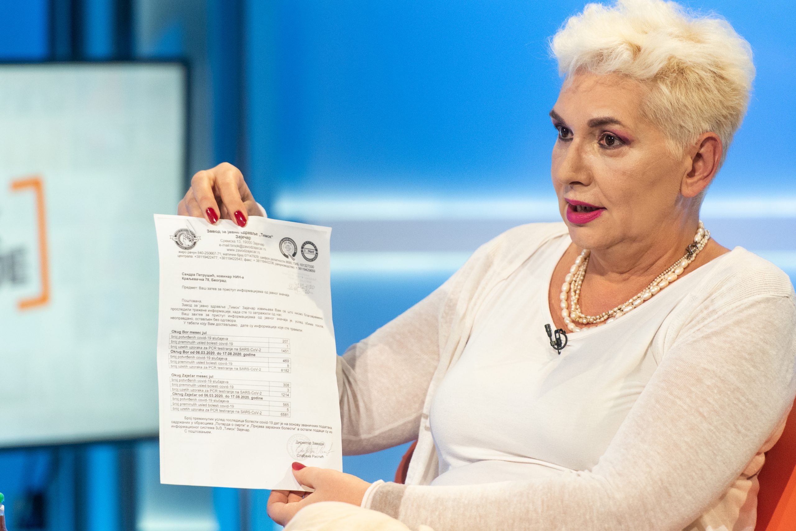 Beograd 04.10.2020. Sandra Petrušić, emisija Utisak nedelje Foto: Ivan Dinić/Nova S