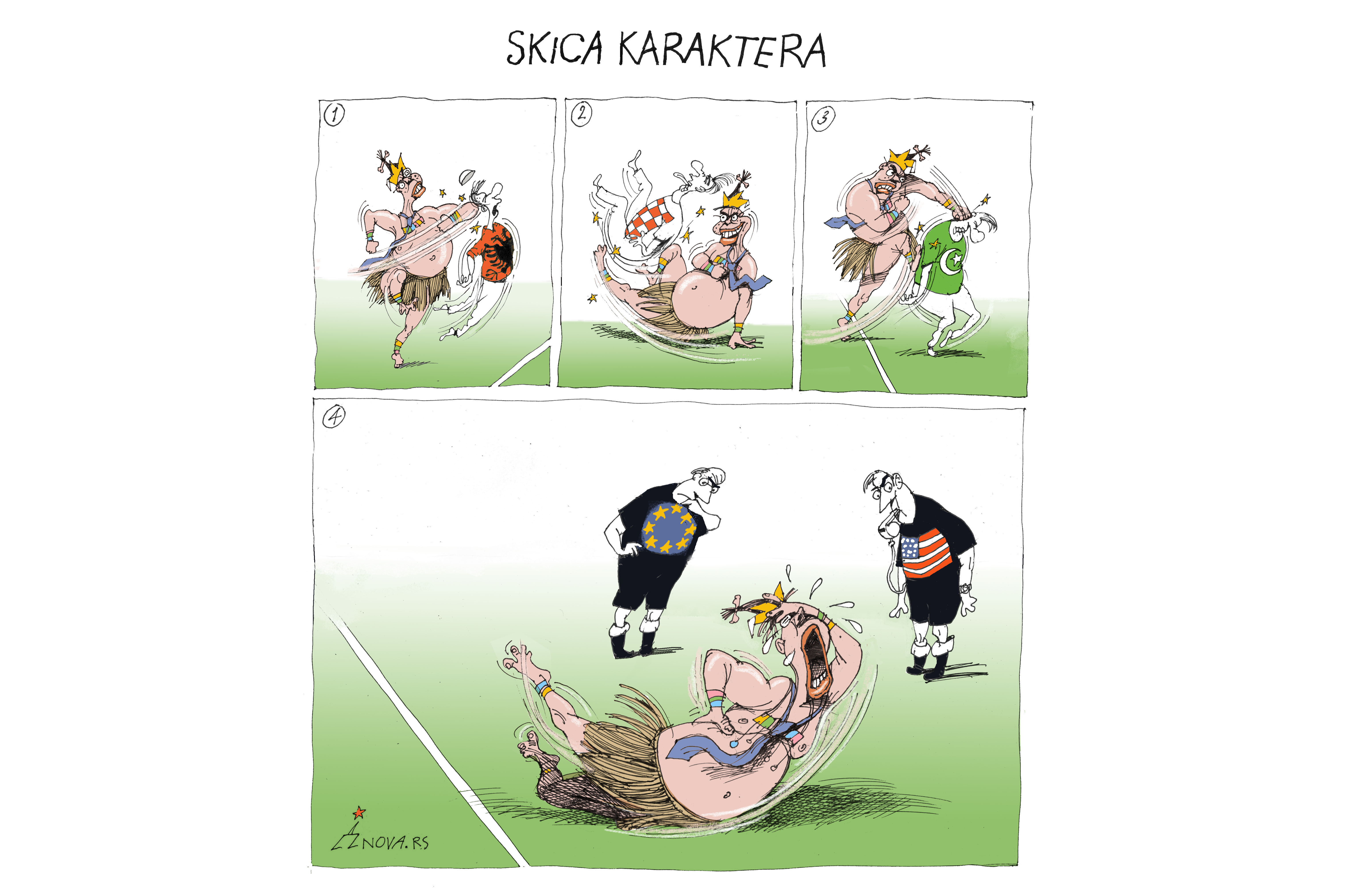 Karikatura, kibicfenster, skica karaktera Foto: Dušan Petričić