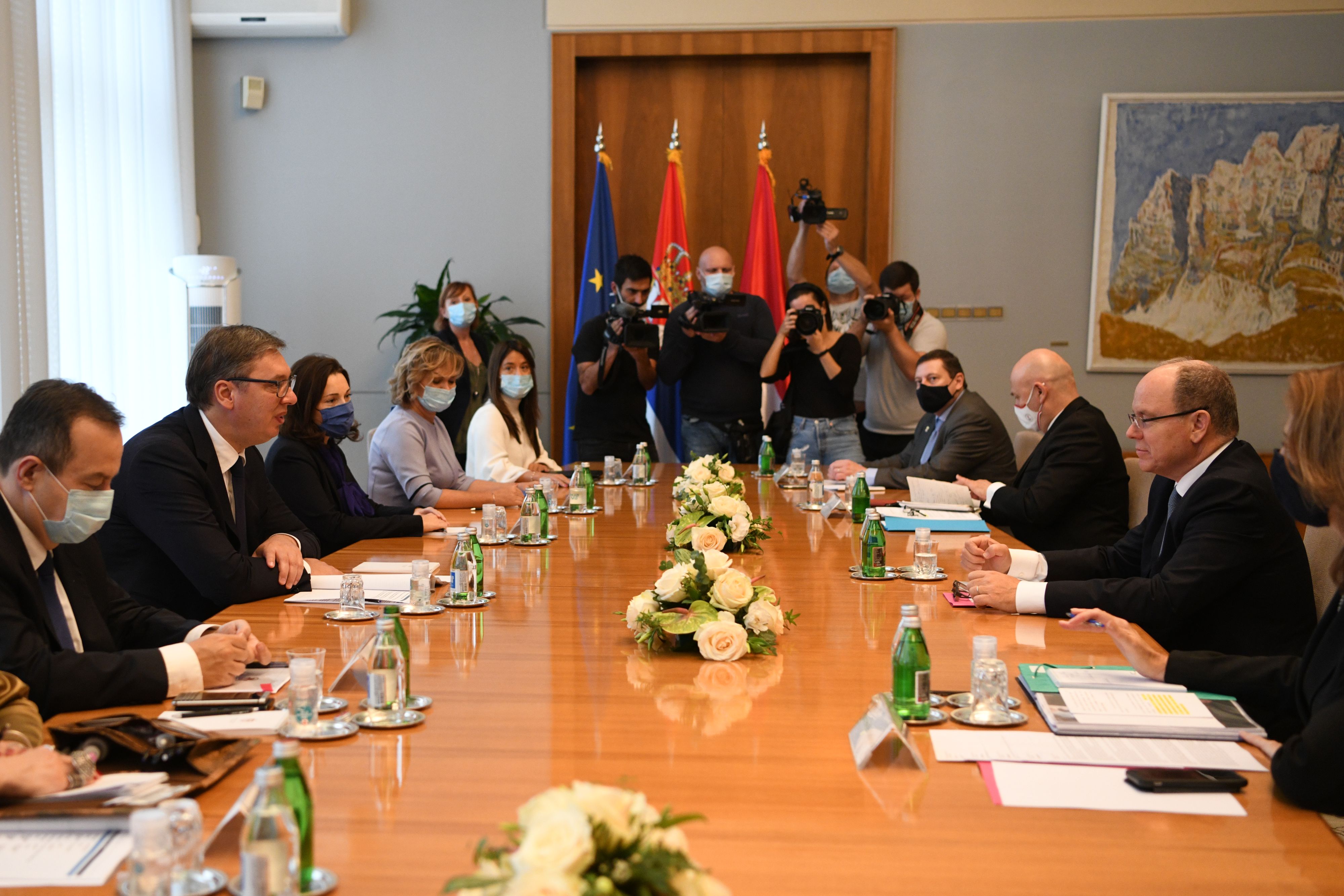 Beograd 07.10.2020. Aleksandar Vučić, Princ Albert od Monaka. Poseta princa Alberta od Monaka u Palati Srbija Foto: Filip Krainčanić/Nova.rs