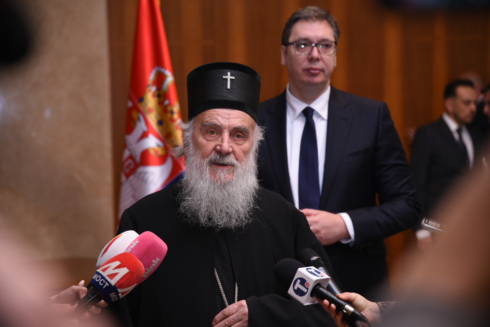 Beograd 15.03.2020. Patrijarh srpski Irinej, Aleksandar Vučić Foto: Dragan Mujan/Nova.rs