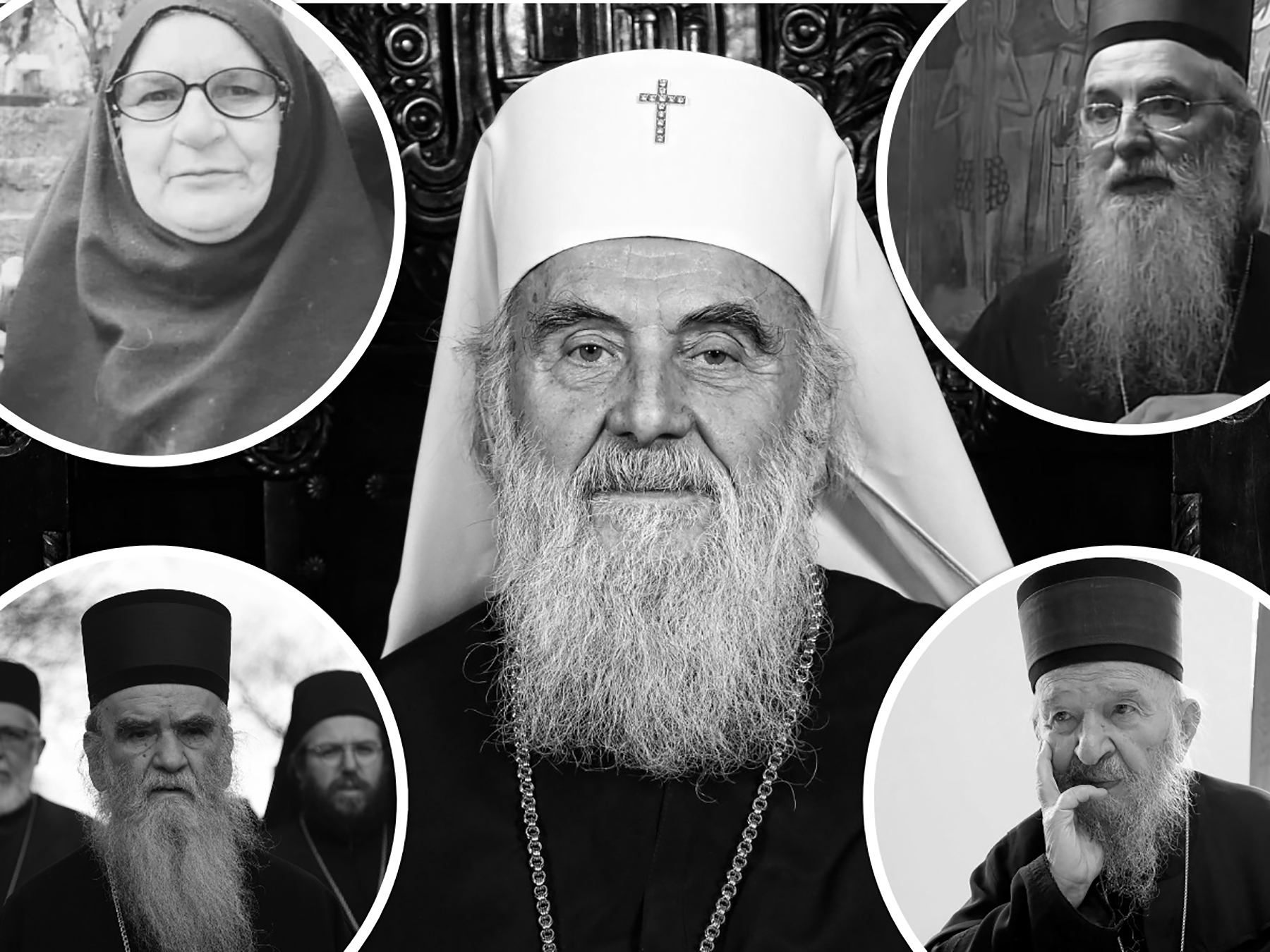 Patrijarh Irinej, Amfilohije Radovic, Artemije Milutin i mati Nina