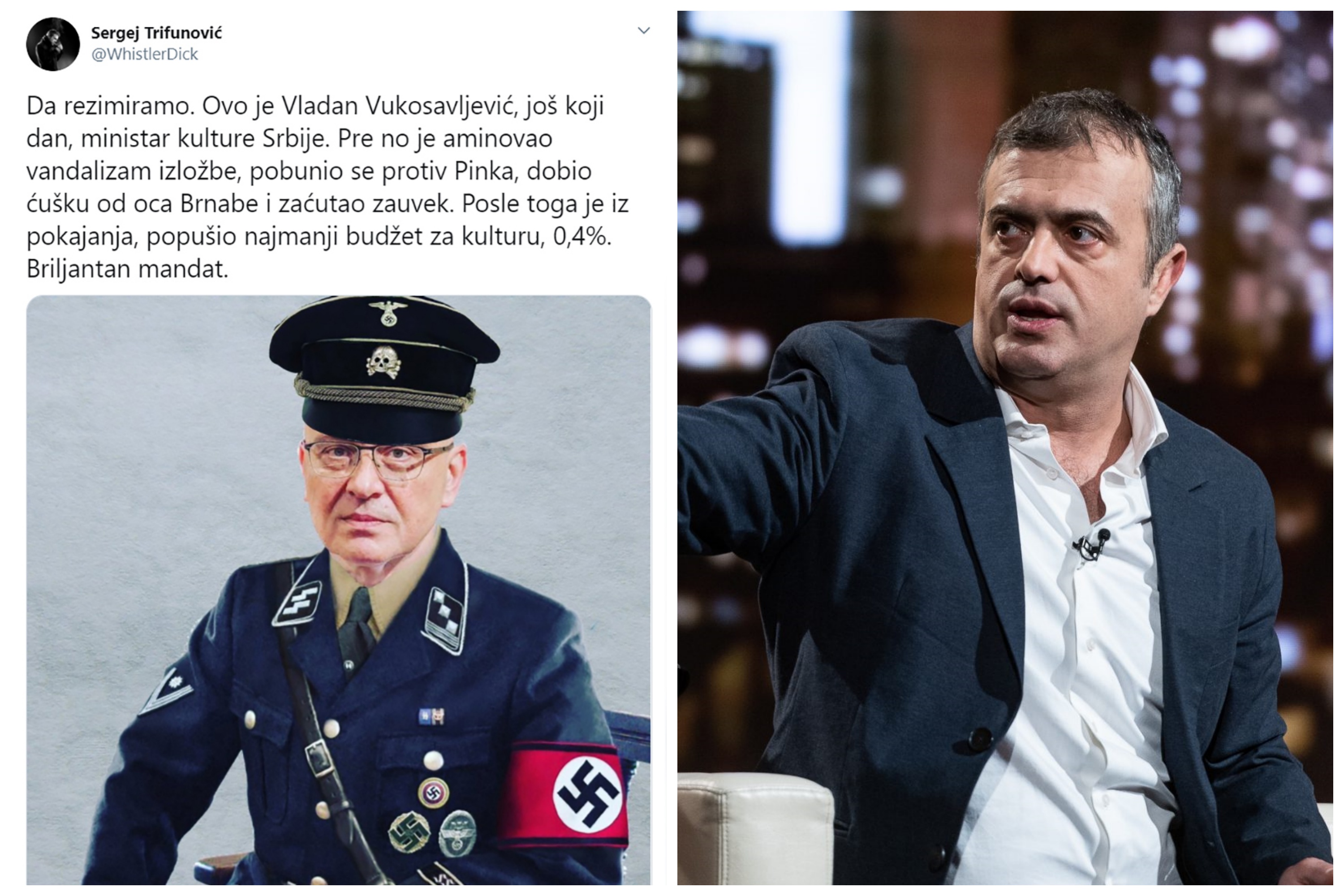 Vladan Vukosavljević, Sergej Trifunović, kombo Foto: Twitter/Sergej Trifunović/@WhistlerDick/Ivan Dinić/Nova S
