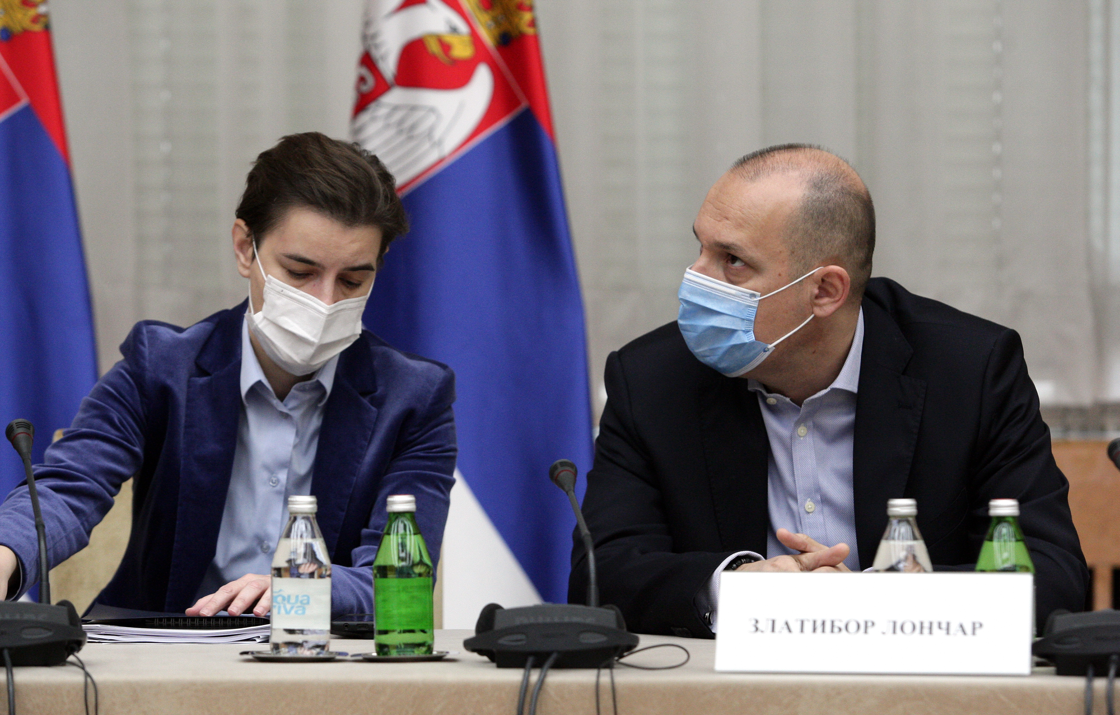 Beograd, 20. novembra 2020 -  Premijerka Republike Srbije Ana Brnabic i ministar zdravlja Zlatibor Loncar. Sednica Kriznog staba.  FOTO TANJUG/ SAVA RADOVANOVIC/ bs