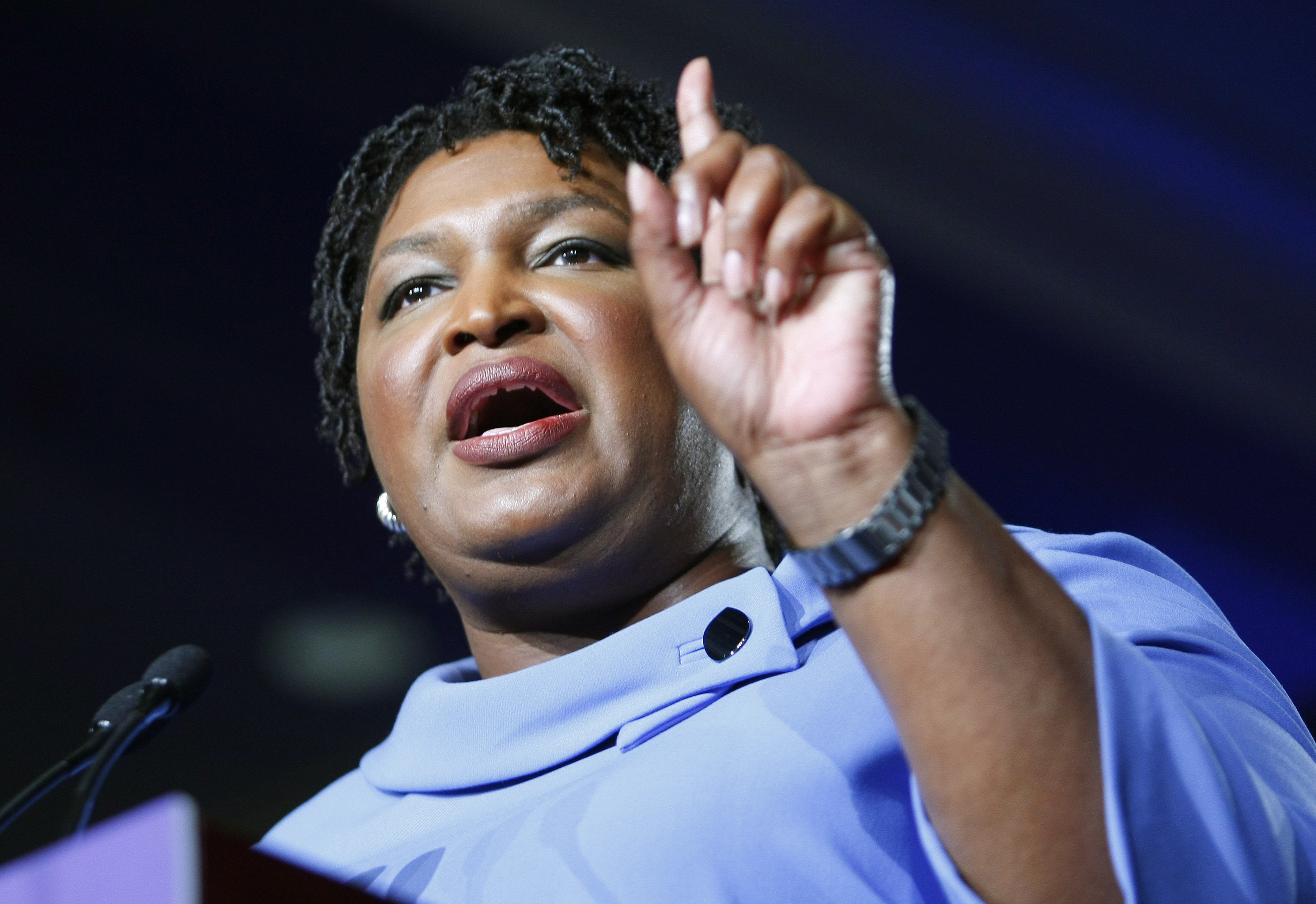 Democratic Gubernatorial candidate Stacey Abrams refuses to concede at her election night headquarters