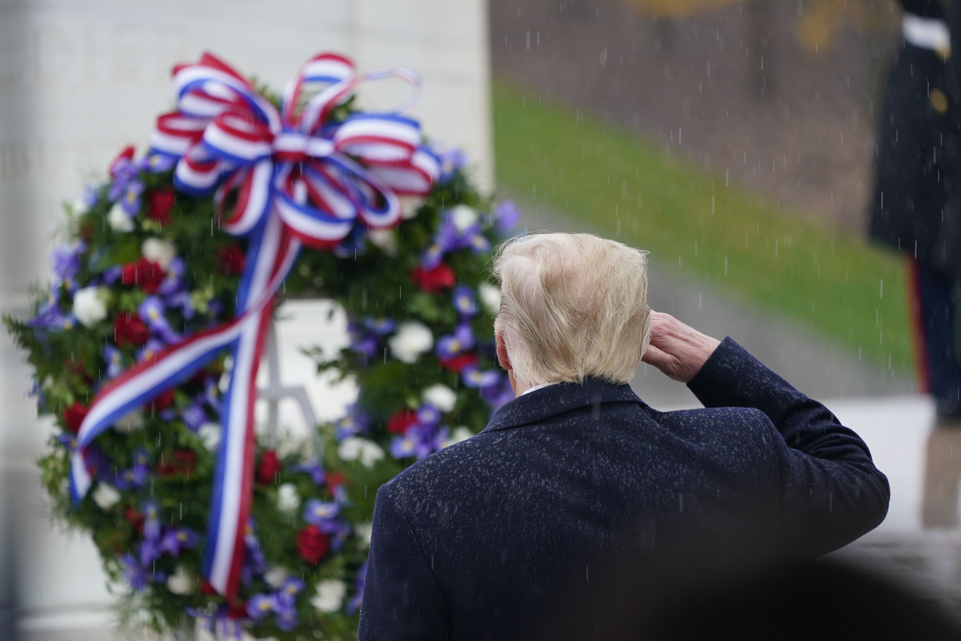US President Donald J. Trump and First lady Melania Trump participate in a National Veterans Day Observance