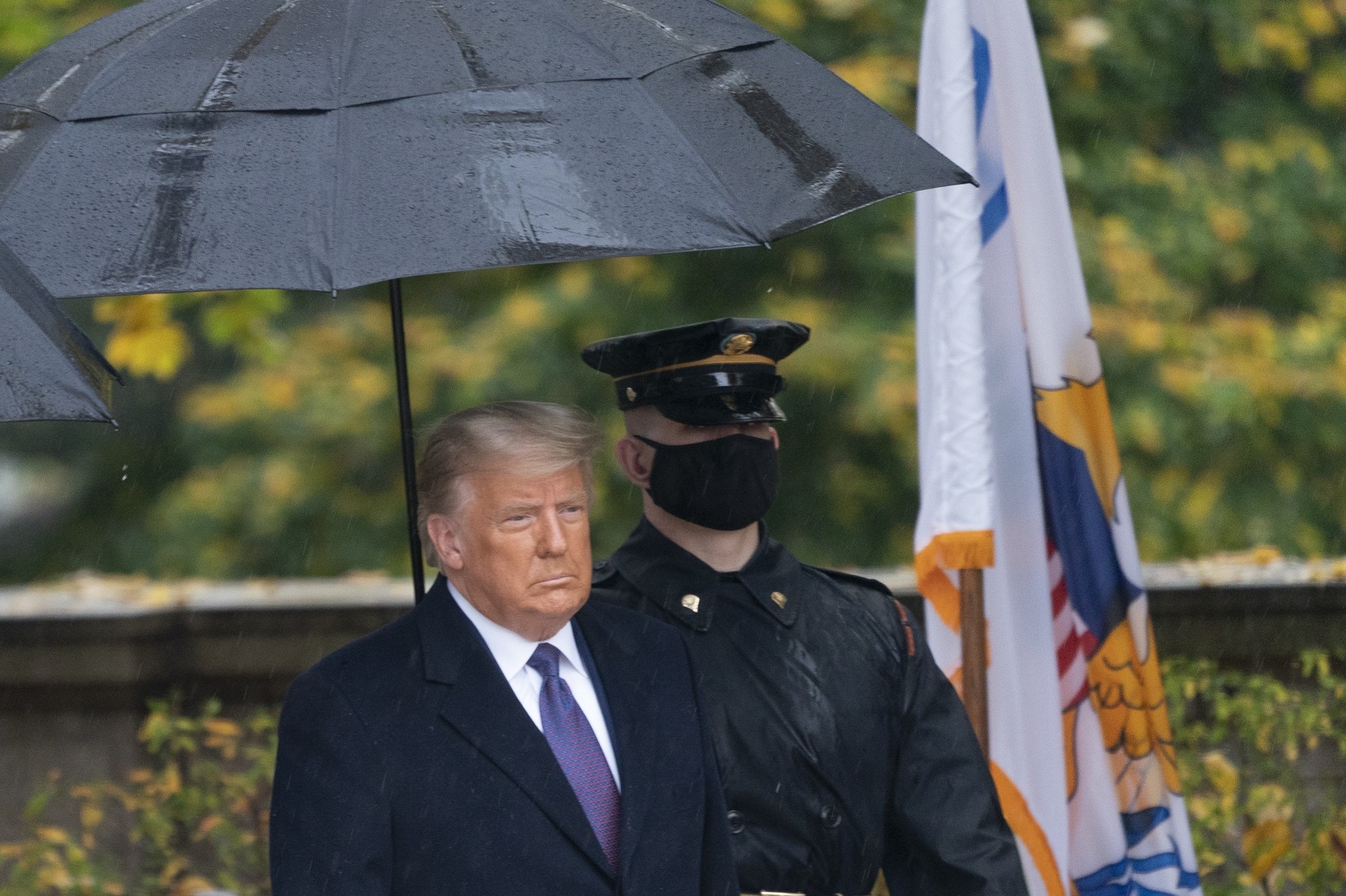 United States President Donald J. Trump and First lady Melania Trump participate in a  National Veterans Day Observance