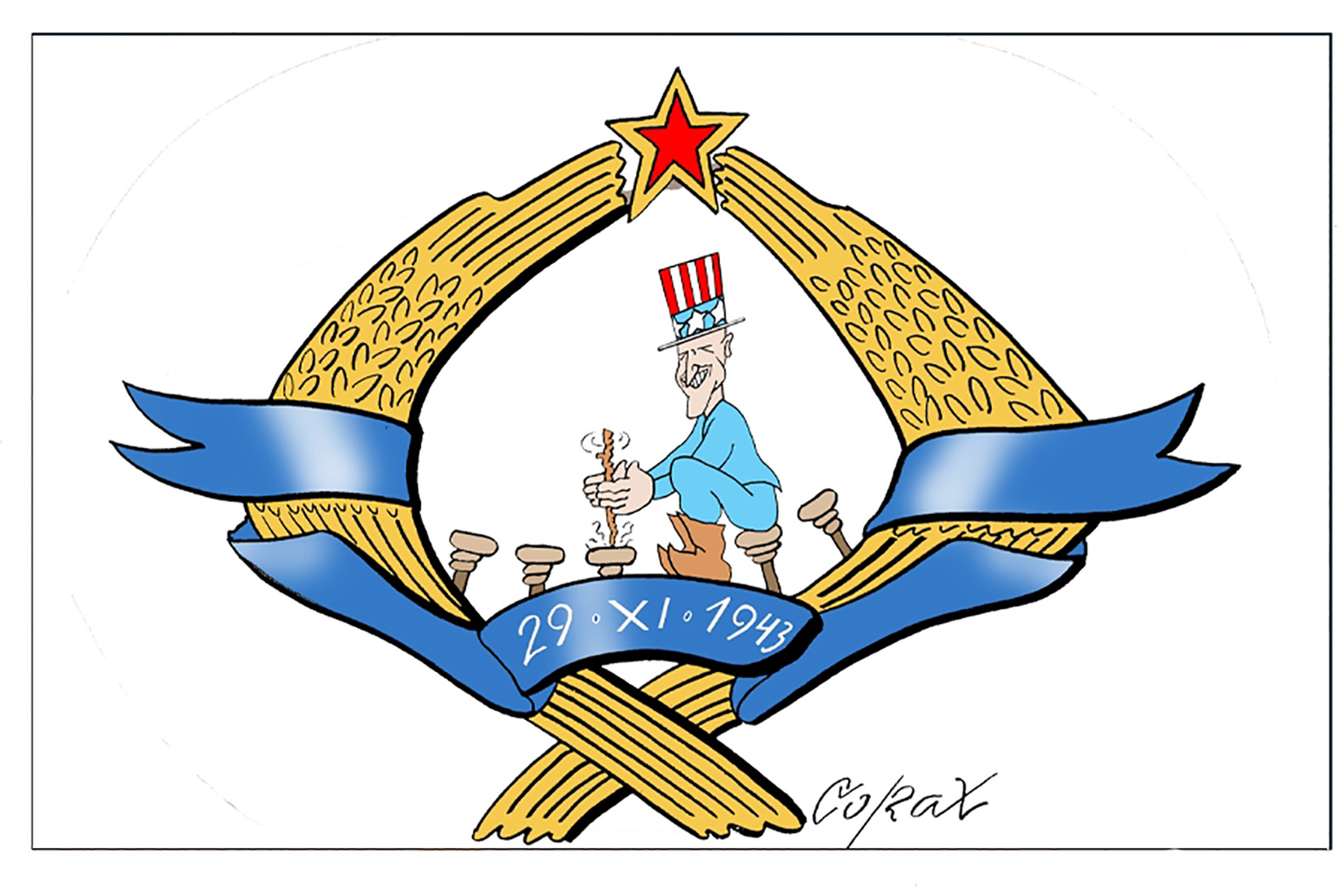 Koraks, Corax, karikatura Foto: Corax za Medija Centar Beograd