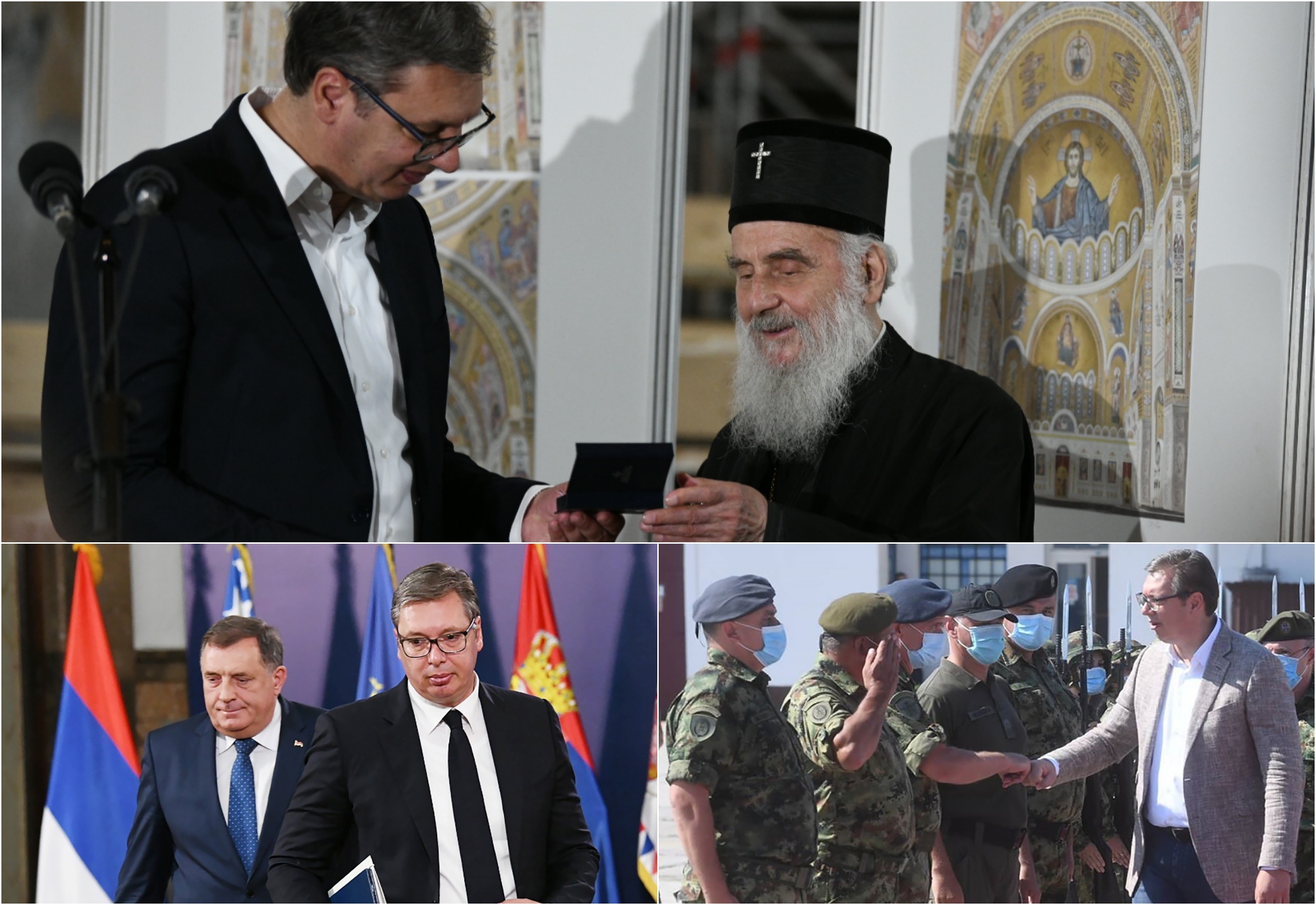 collage vucic irinej vojska dodik