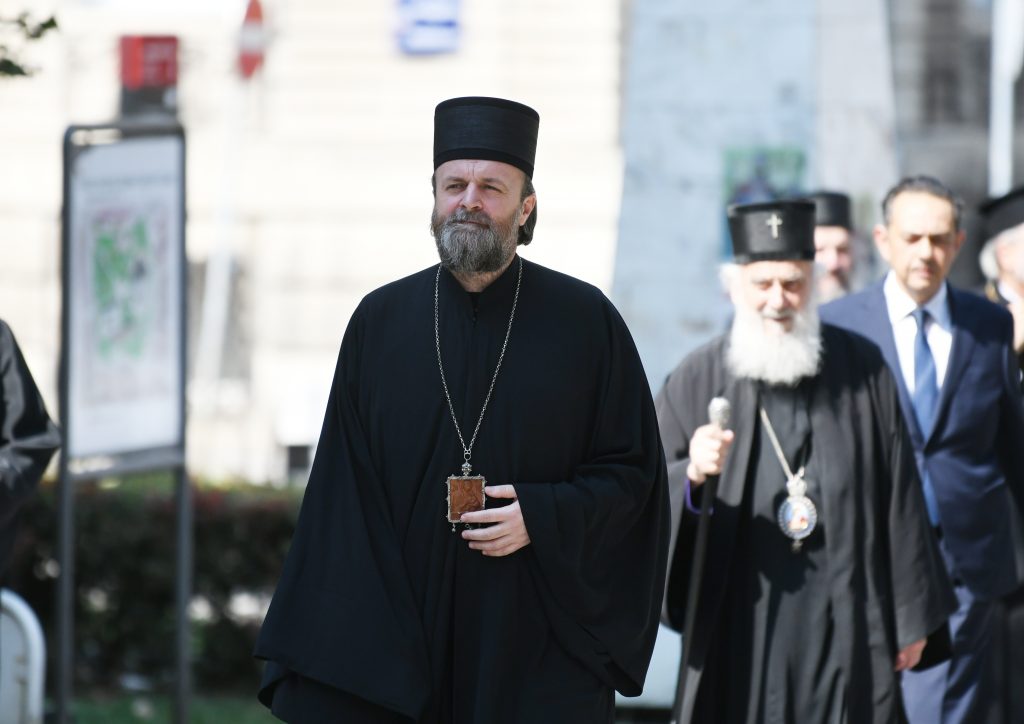 Beograd, 15.09.2020. Vladika Stefan Šarić, starešina Hrama Svetog Save, Patrijarh Irinej, obilaze Hram Foto: Vesna Lalić/Nova.rs