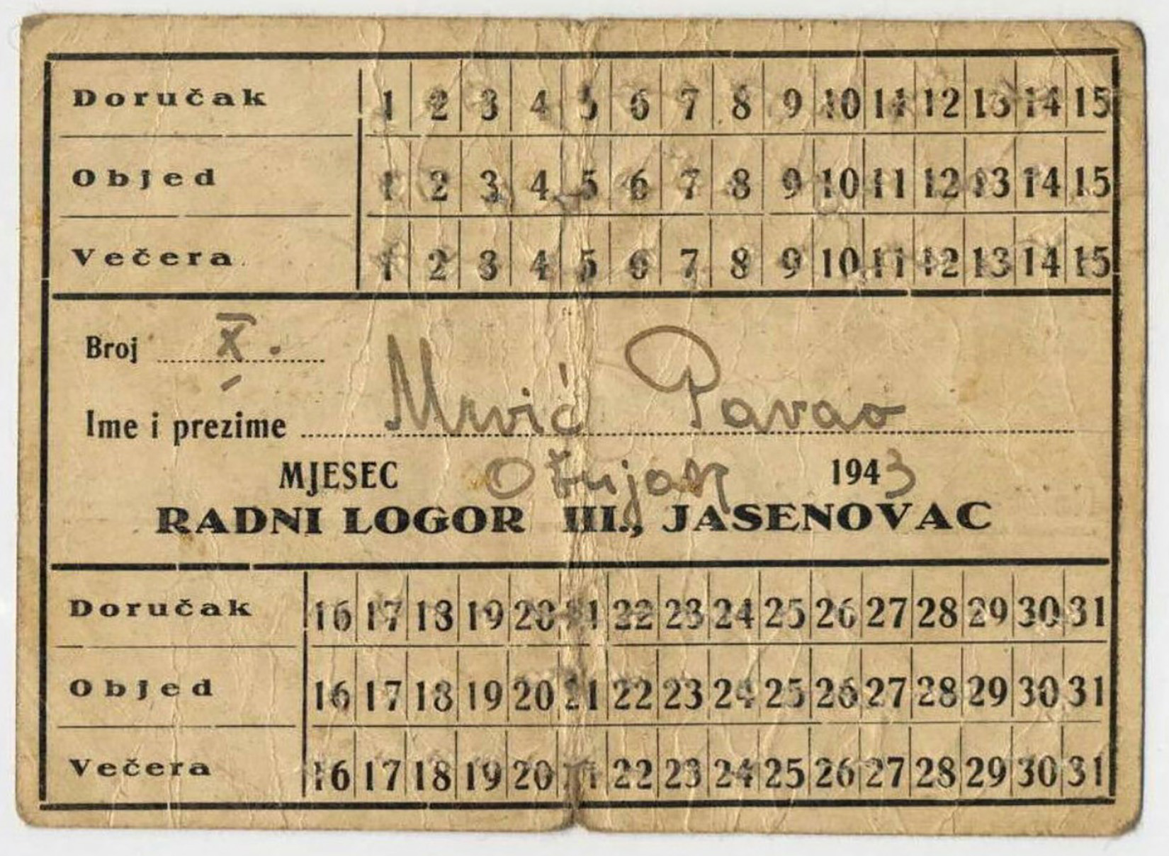 kartica za obrok iz Jasenovca na i-beju