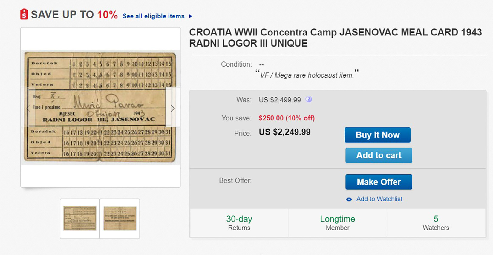 kartica za obrok iz Jasenovca na i-beju