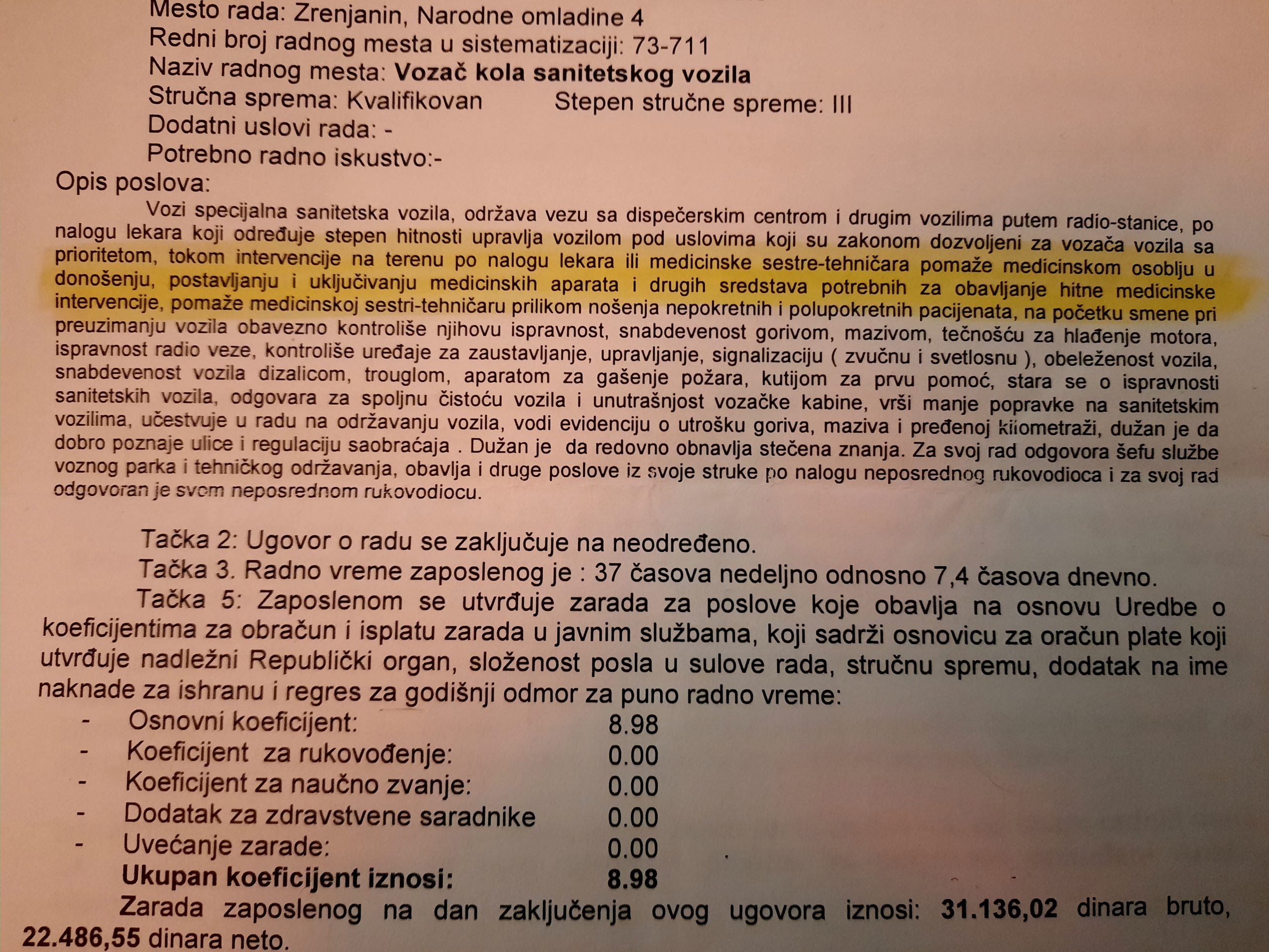 vozači hitne pomoći, plata