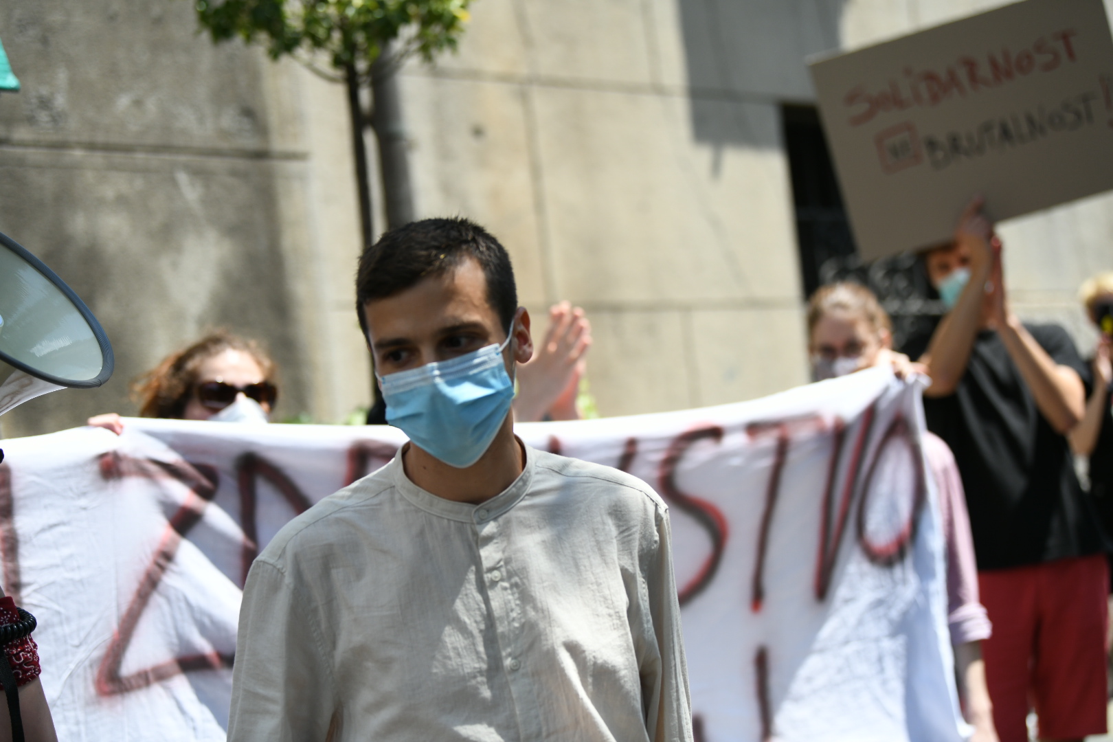 Beograd 16.07.2020. Vladimir Mentus, profesor. Bio u zatvoru. Krov nad glavom, protest, nemanjina, zgrada Vlade Srbije Foto: Vesna Lalić/Nova.rs
