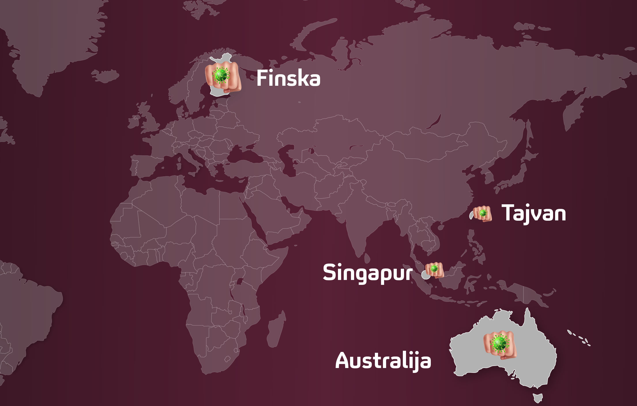 Koronavirus, Finska, Tajvan, Singapur, Australija, svet Grafika: Slađana Đermanović