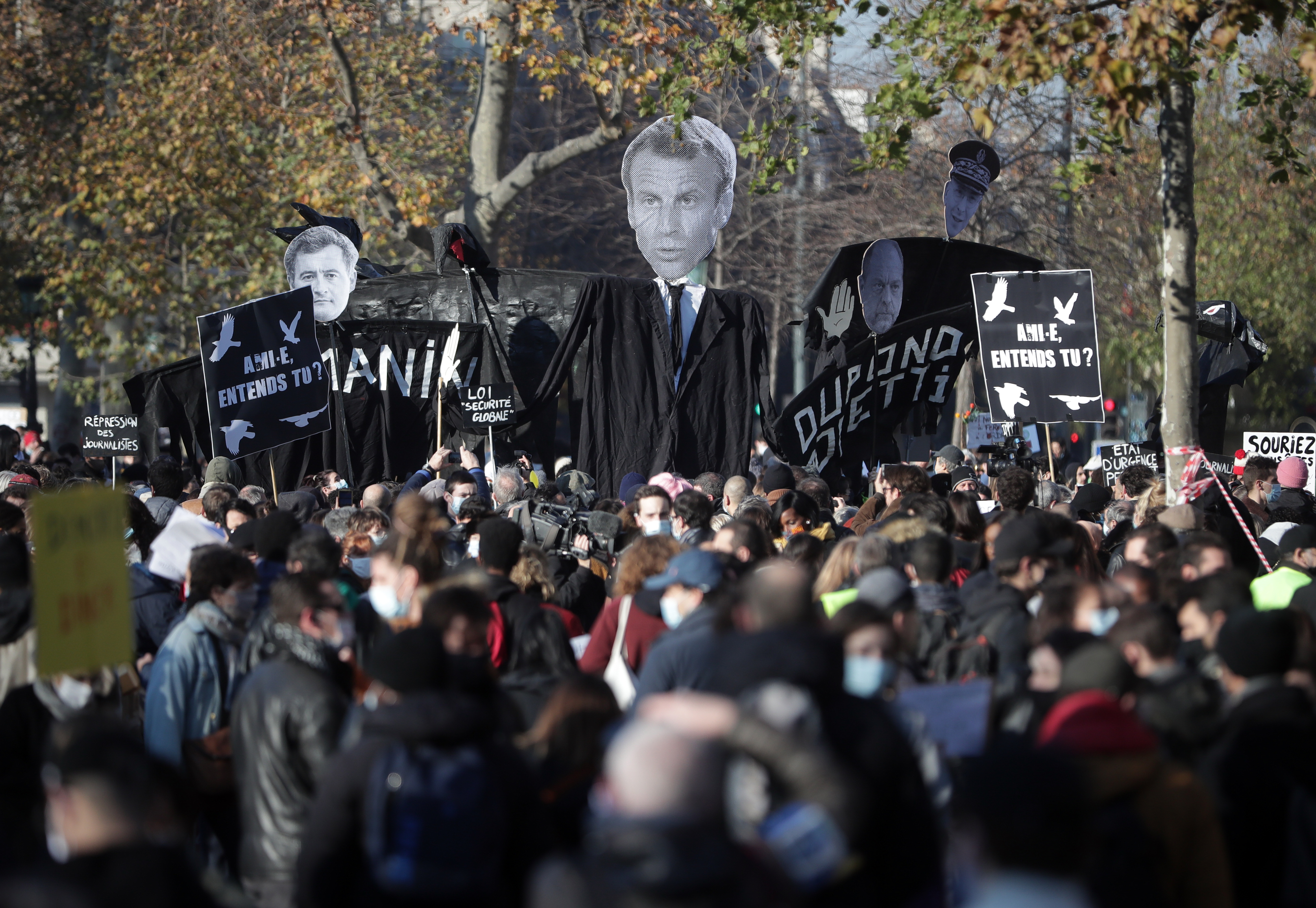 Protest against the newly voted global security law in Paris