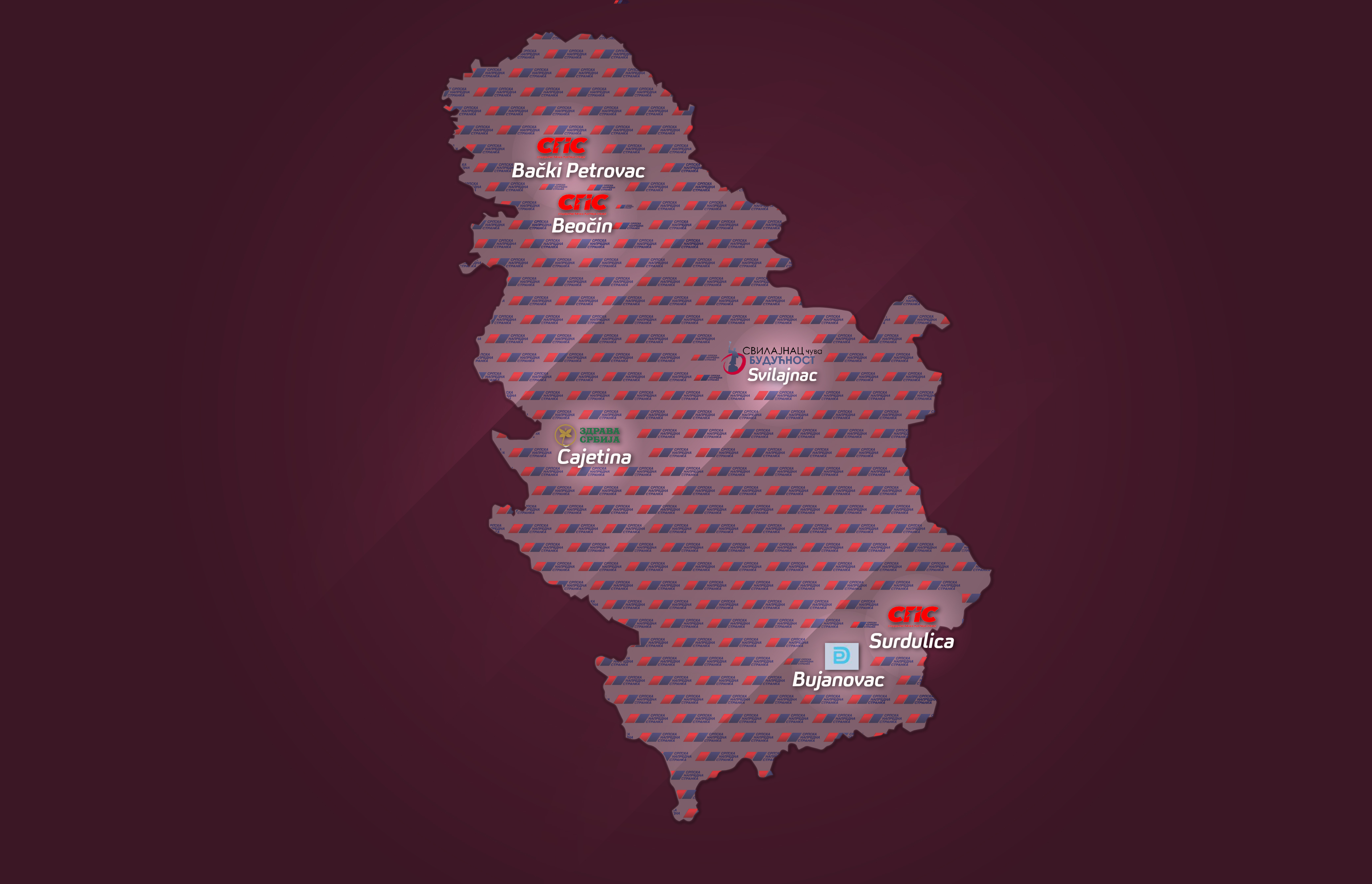 Mapa opstina bez SNS