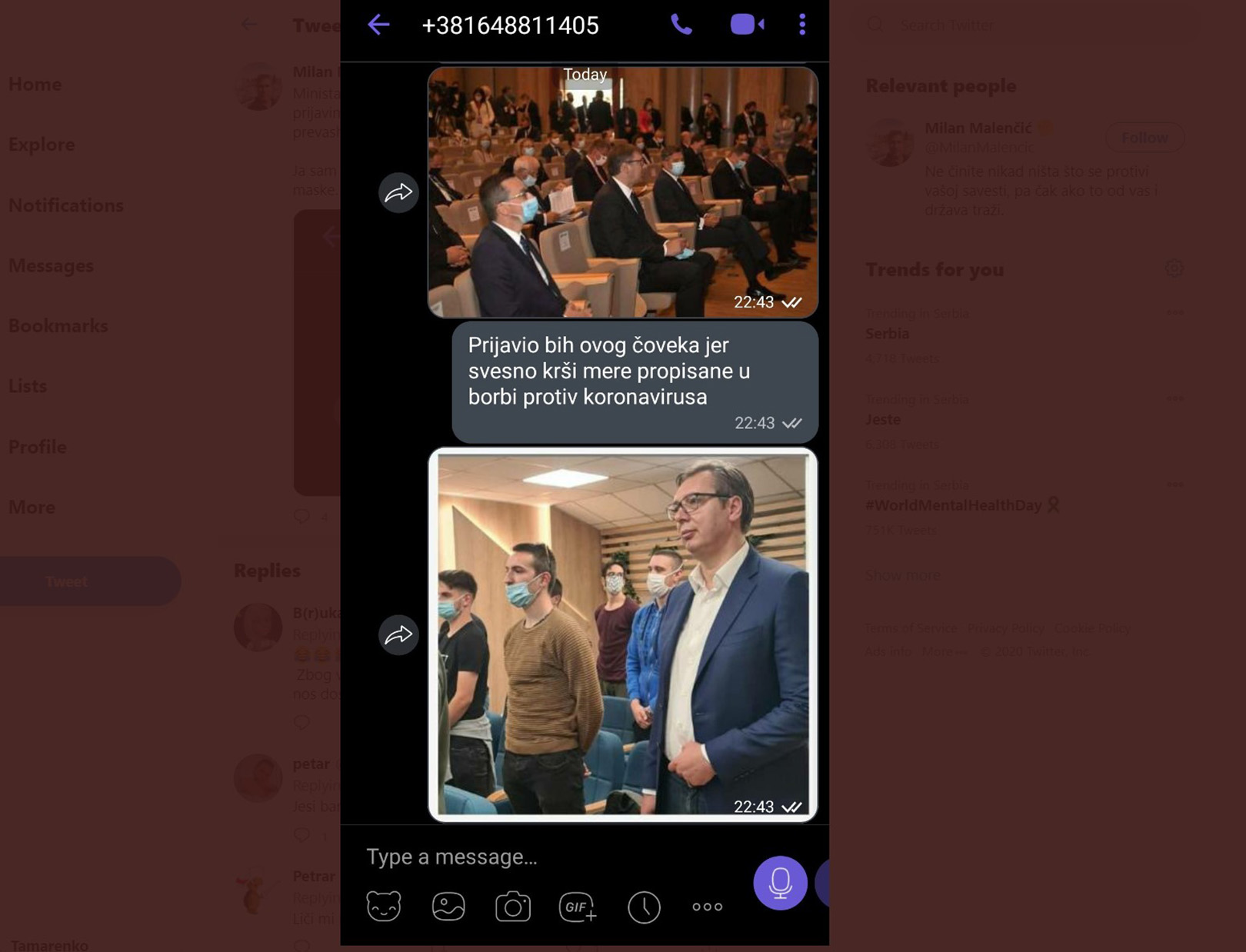 Vučić, maska, prijave