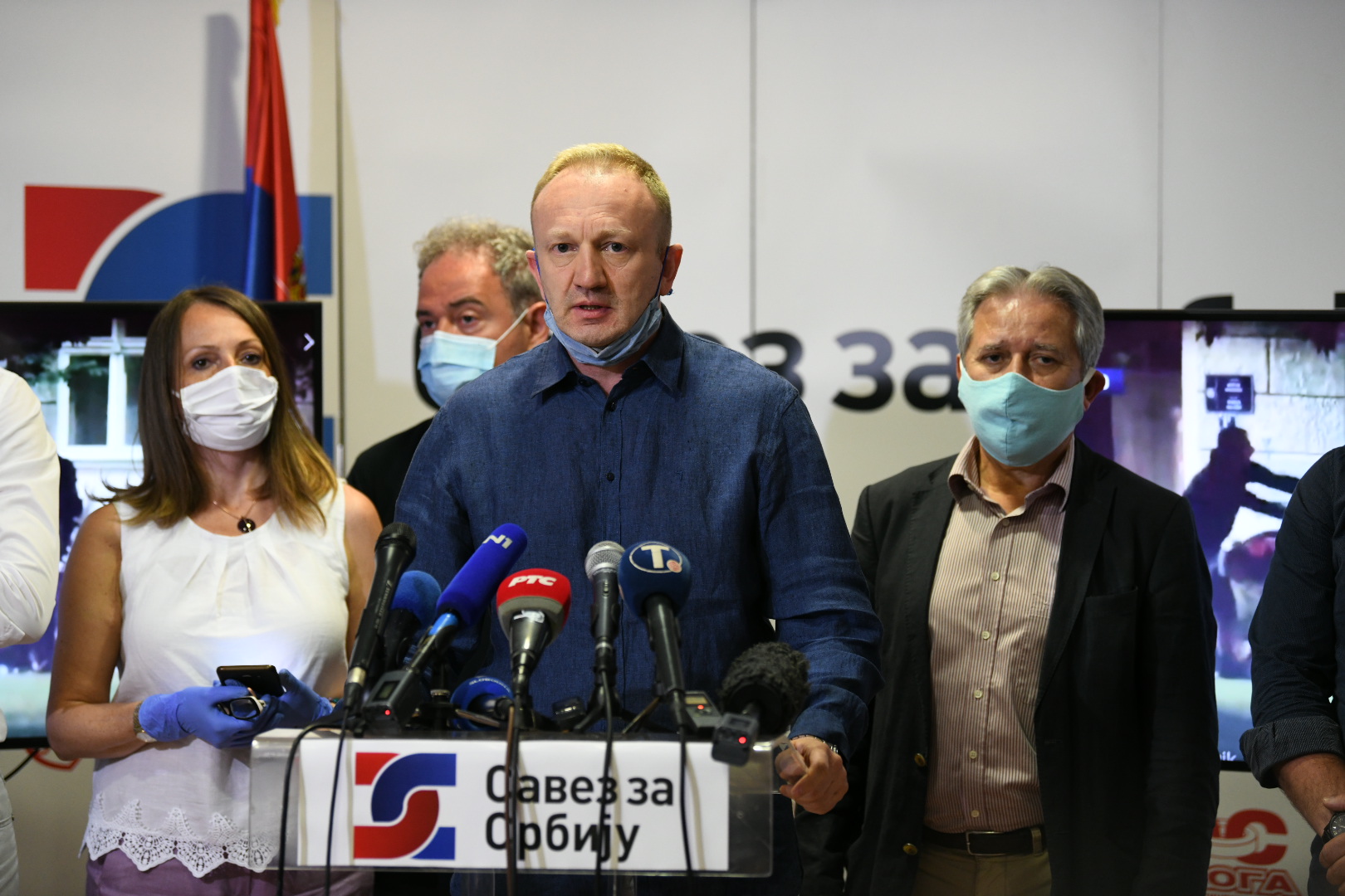 Beograd 09. jul 2020. Dragan Djilas, Slobodan Samardzic  Savez za Srbiju SZS konferencija za medije Foto:Vesna Lalić/Nova.rs