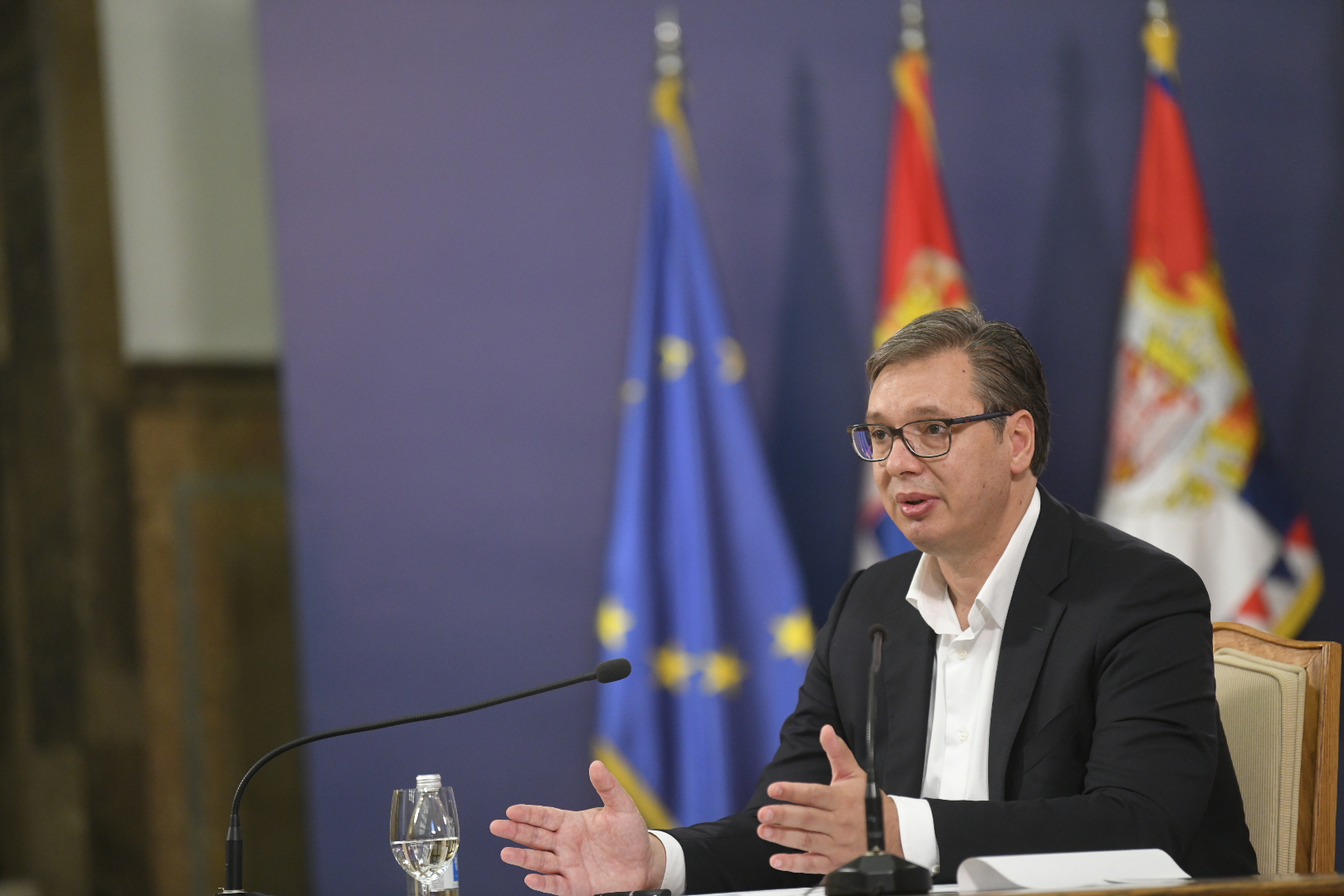 Beograd 08.07.2020. Aleksandar Vučić konferencija za medije, za stampu, za novinare, posle protesta i upada u skupstinu Srbije. Foto: Nemanja Jovanović/Nova.rs