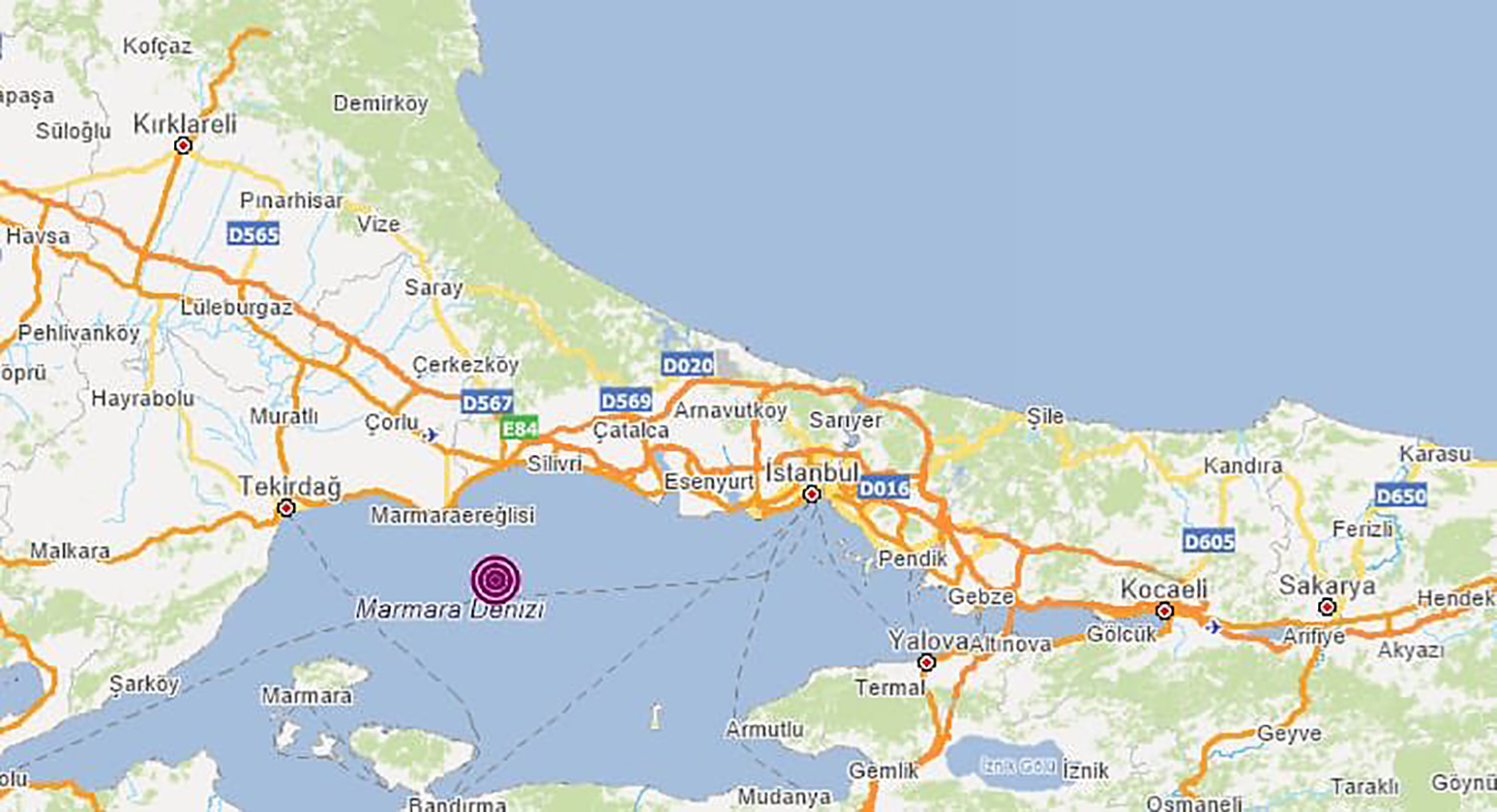 Istanbul, zemljotres, mapa Foto: Twitter/Ali Yerlikaya/@AliYerlikaya